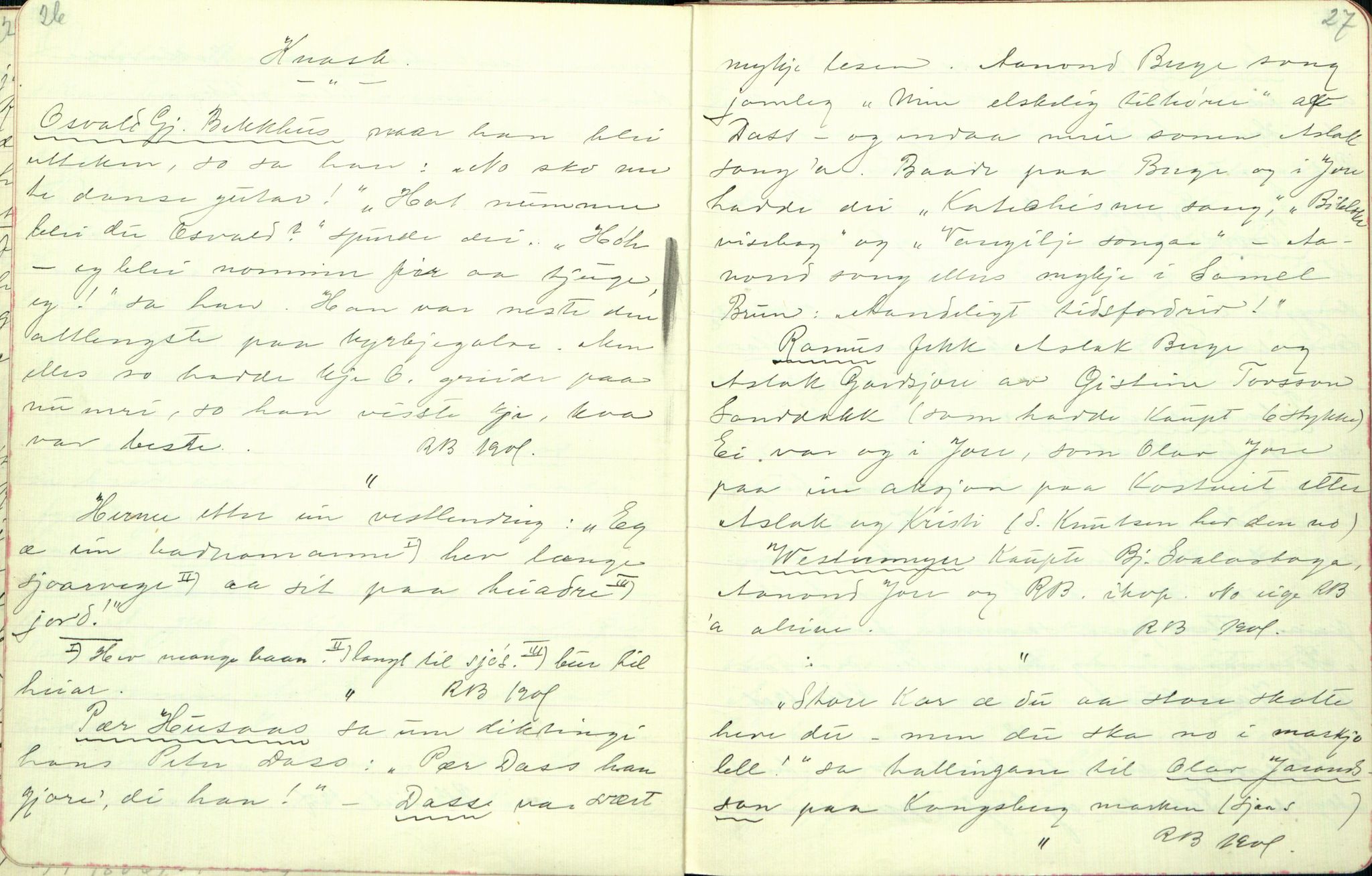 Rikard Berge, TEMU/TGM-A-1003/F/L0001/0016: 001-030 Innholdslister / 12. Biografi, ættetavlur, 1902, p. 26-27