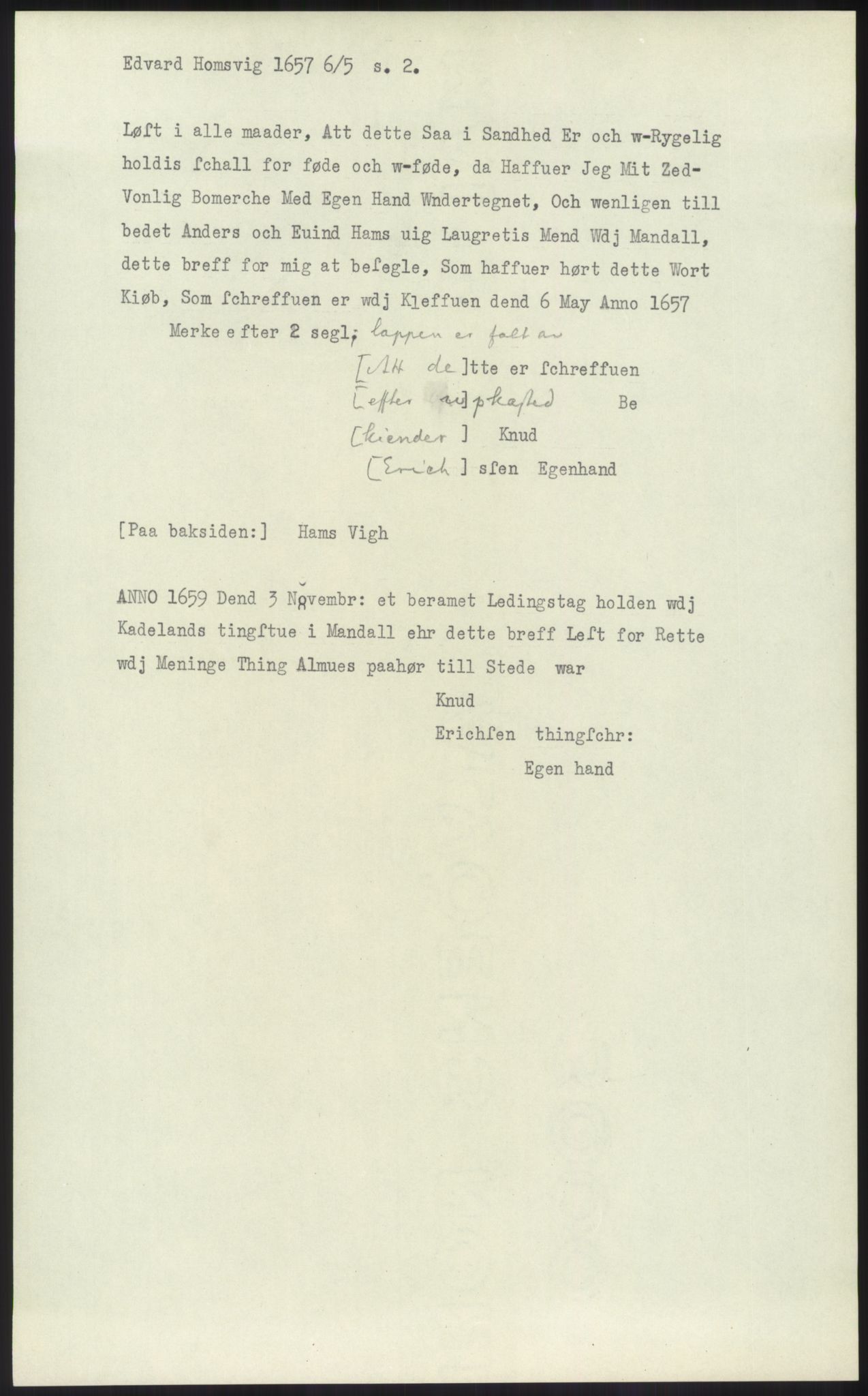 Samlinger til kildeutgivelse, Diplomavskriftsamlingen, AV/RA-EA-4053/H/Ha, p. 1658