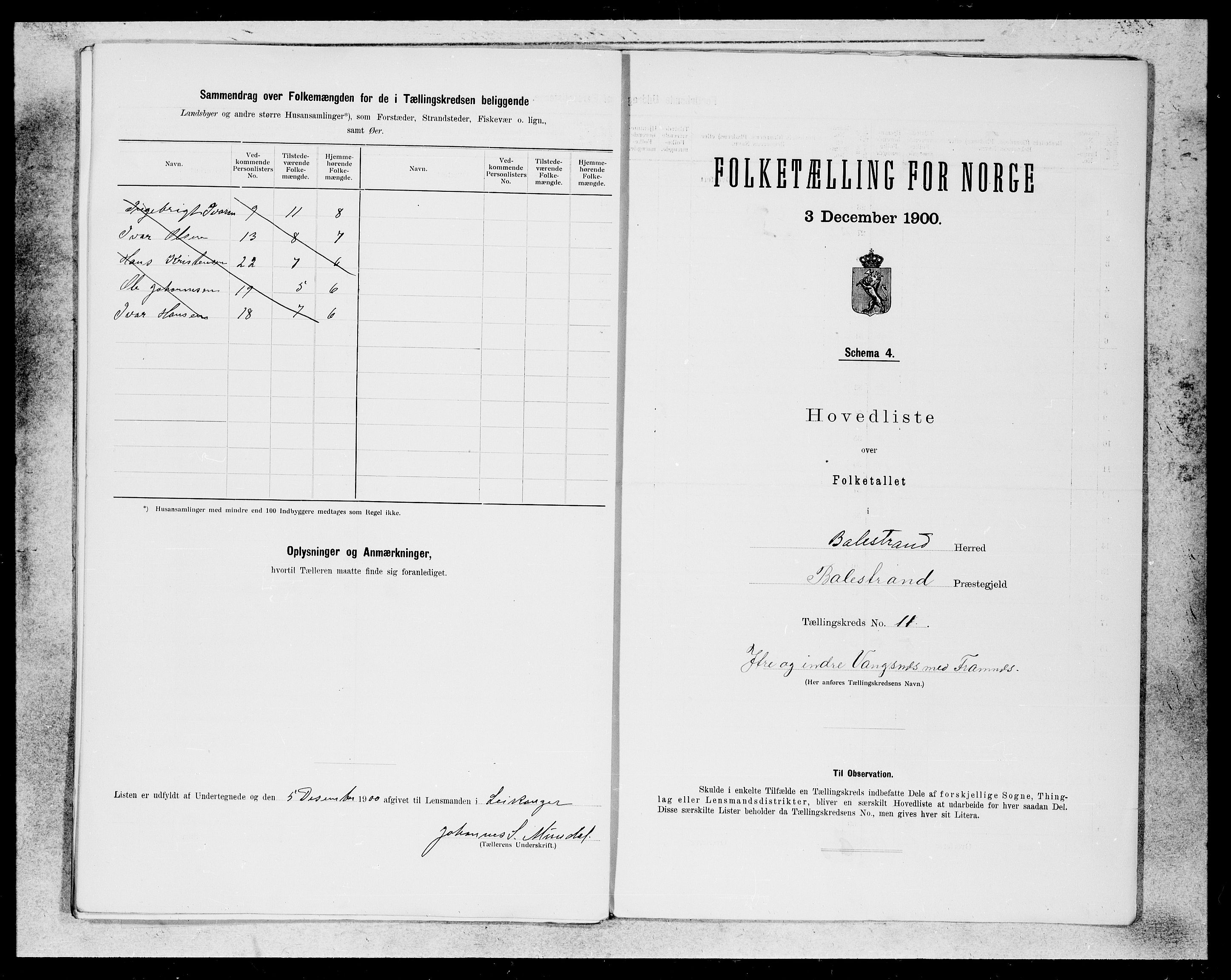 SAB, 1900 census for Balestrand, 1900, p. 21