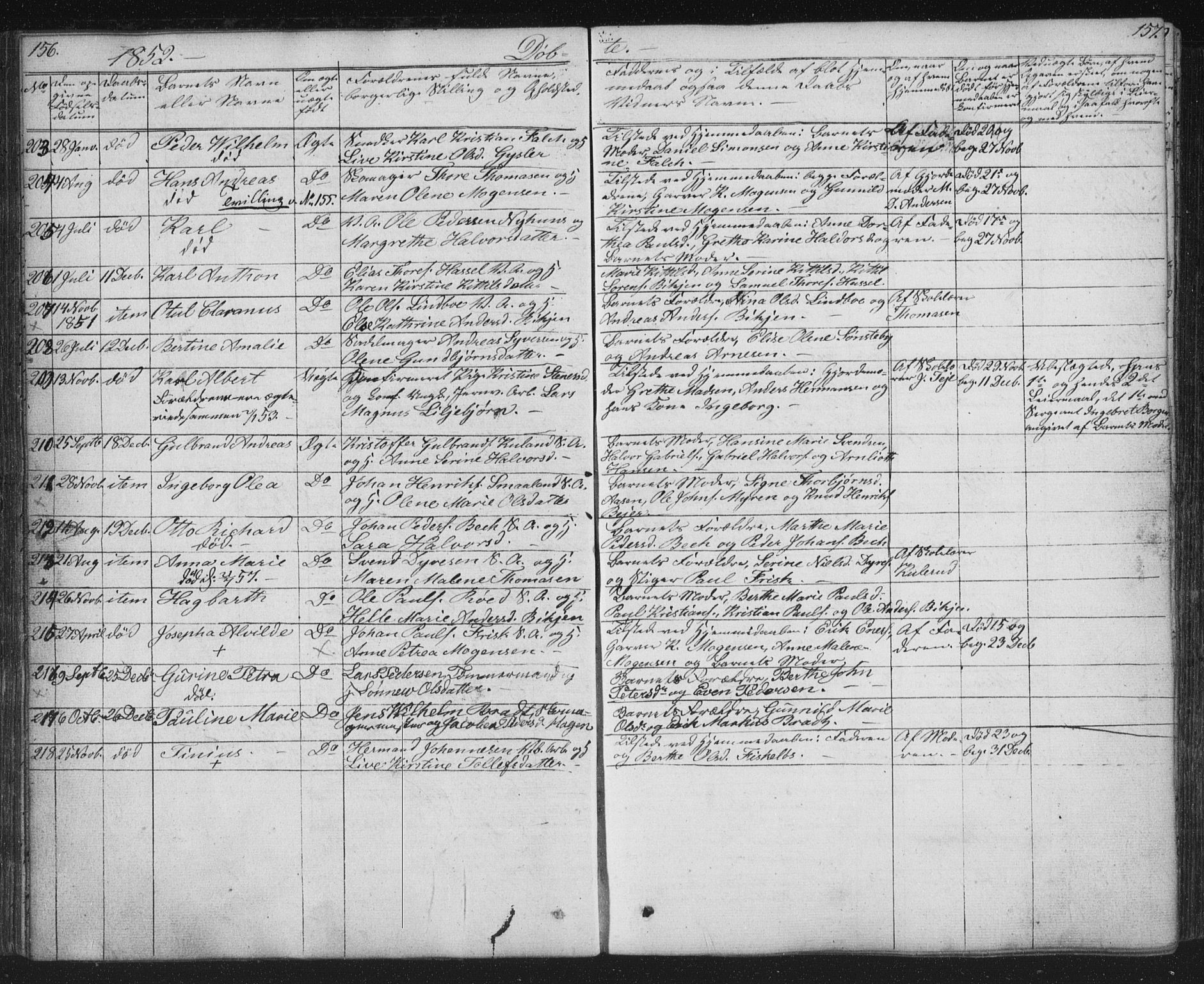 Kongsberg kirkebøker, AV/SAKO-A-22/G/Ga/L0002: Parish register (copy) no. 2, 1839-1858, p. 156-157