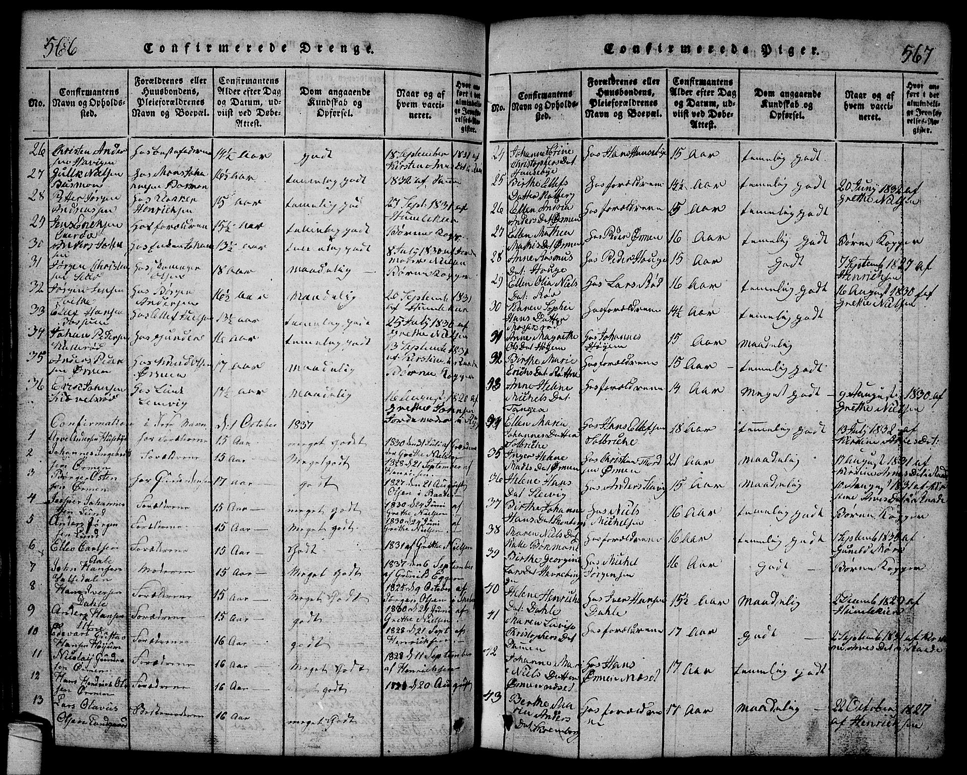 Onsøy prestekontor Kirkebøker, SAO/A-10914/G/Ga/L0001: Parish register (copy) no. I 1, 1814-1840, p. 566-567