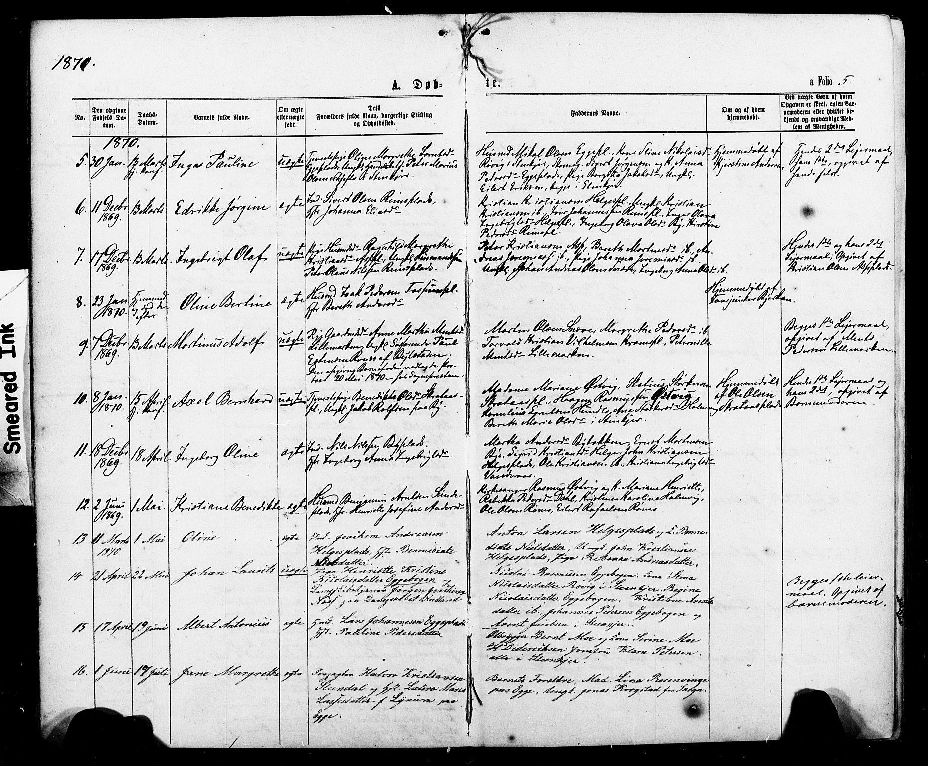 Ministerialprotokoller, klokkerbøker og fødselsregistre - Nord-Trøndelag, SAT/A-1458/740/L0380: Parish register (copy) no. 740C01, 1868-1902, p. 5
