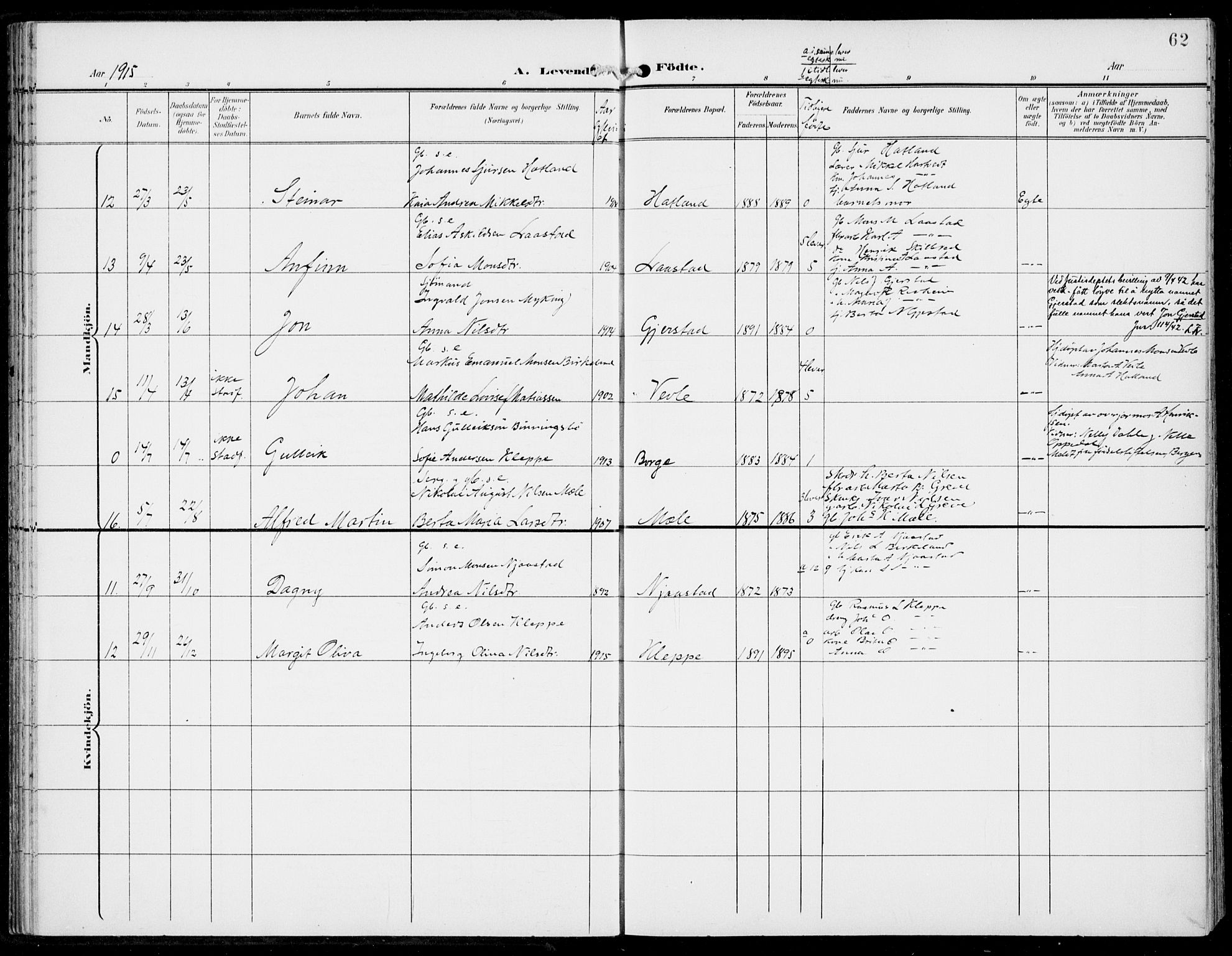 Haus sokneprestembete, AV/SAB-A-75601/H/Haa: Parish register (official) no. C  2, 1900-1915, p. 62