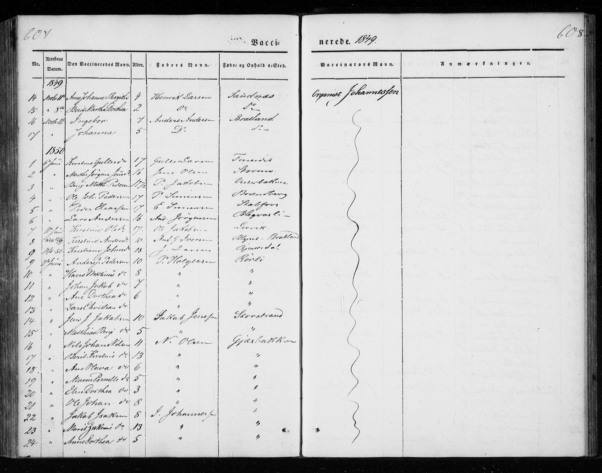 Ministerialprotokoller, klokkerbøker og fødselsregistre - Nordland, AV/SAT-A-1459/825/L0355: Parish register (official) no. 825A09, 1842-1863, p. 607-608