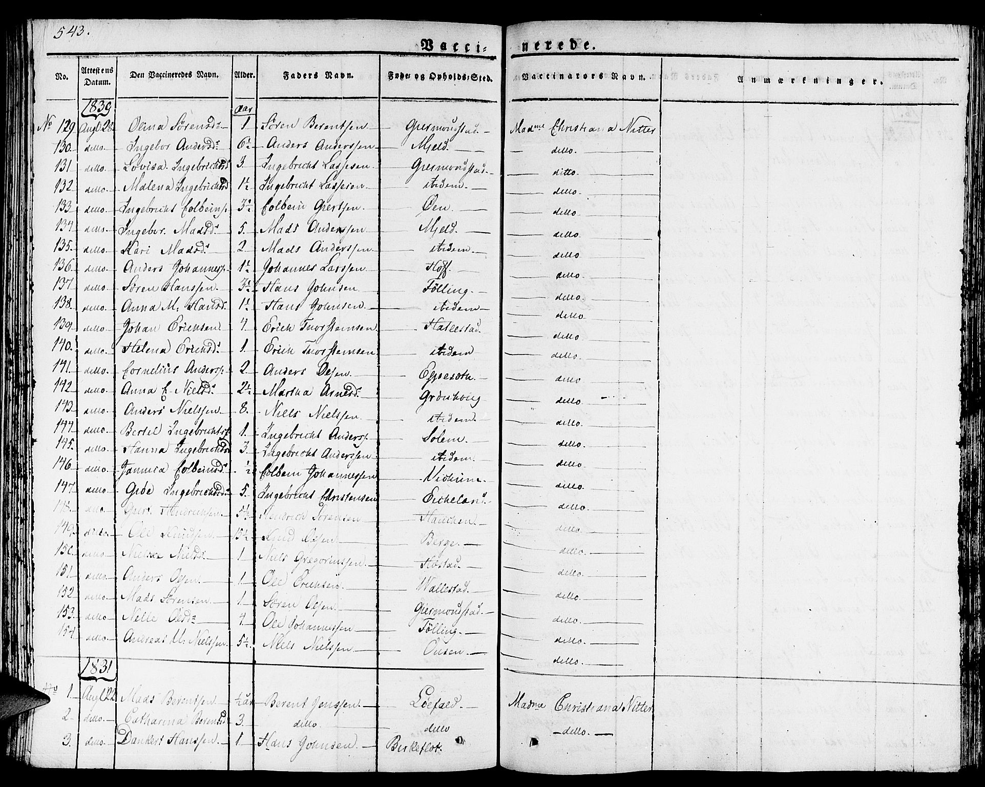 Gaular sokneprestembete, SAB/A-80001/H/Haa: Parish register (official) no. A 3, 1821-1840, p. 543