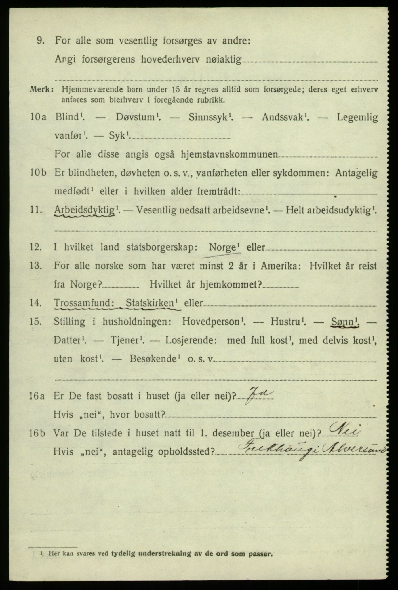 SAB, 1920 census for Alversund, 1920, p. 1159