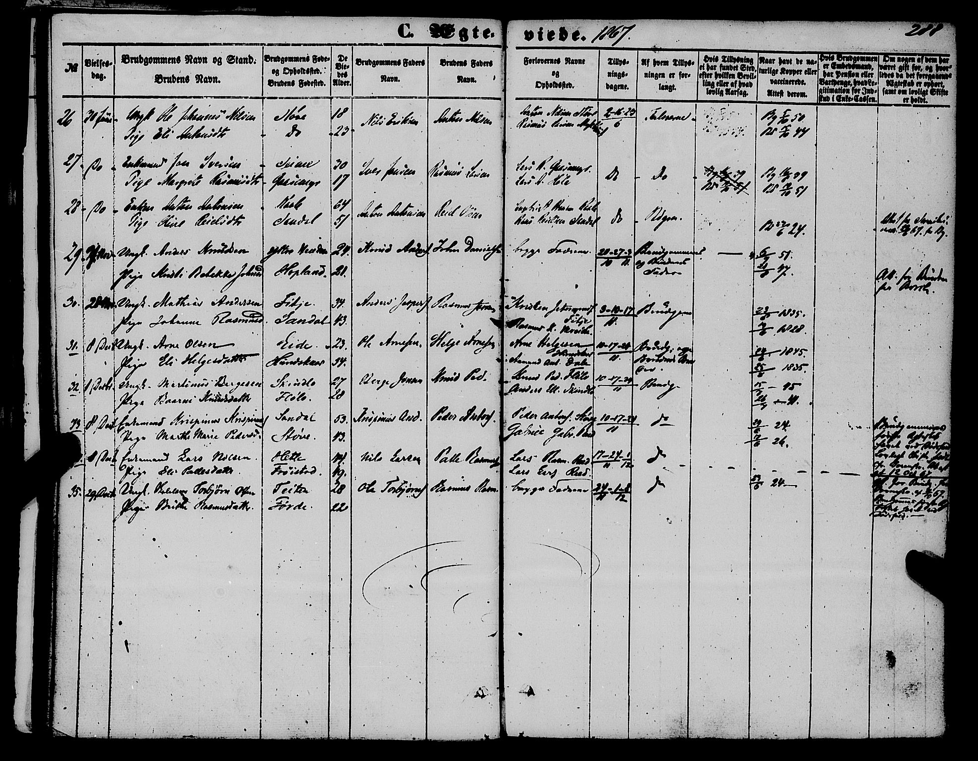 Gloppen sokneprestembete, AV/SAB-A-80101/H/Haa/Haaa/L0009: Parish register (official) no. A 9, 1855-1870, p. 288