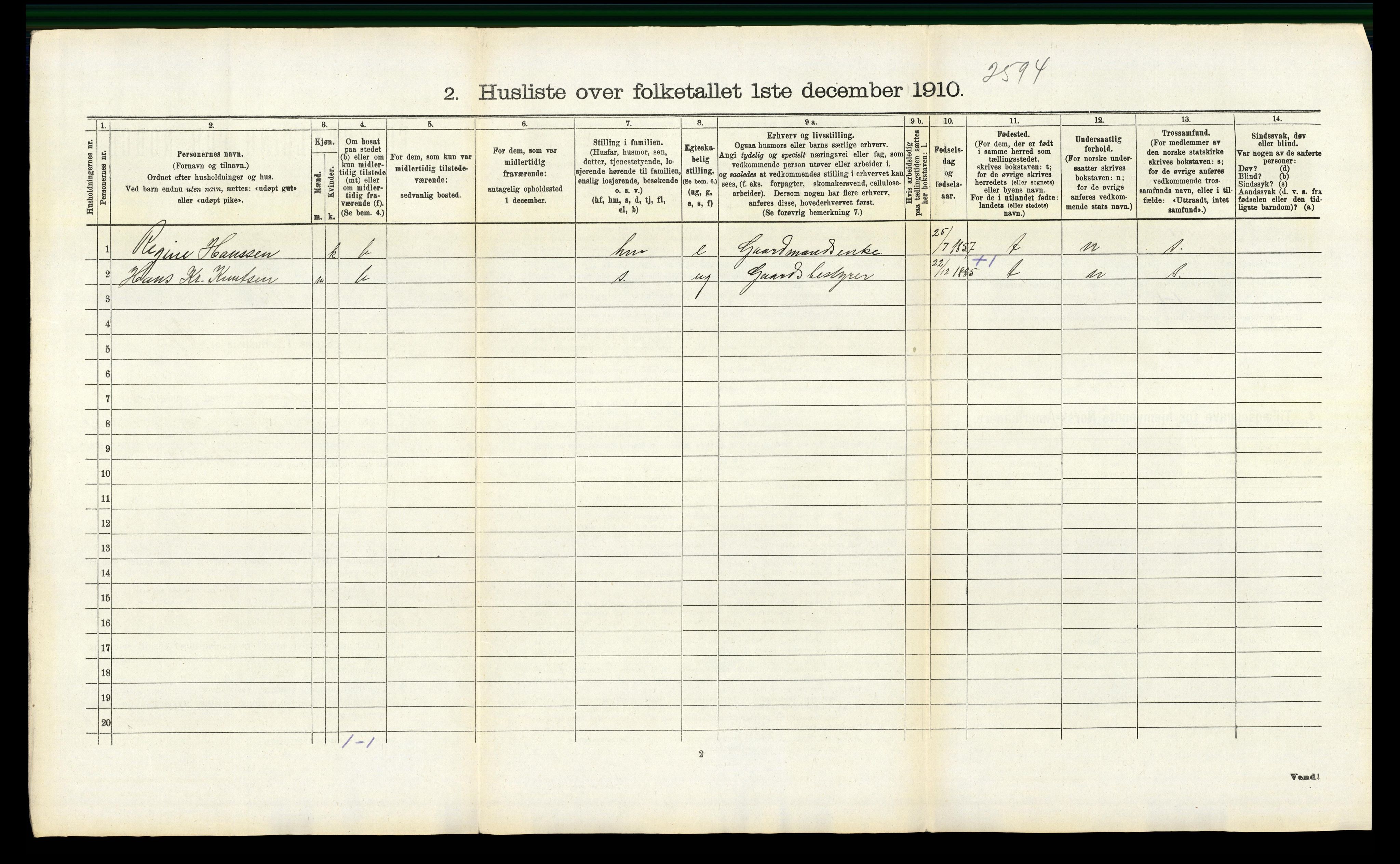 RA, 1910 census for Brunlanes, 1910, p. 1636