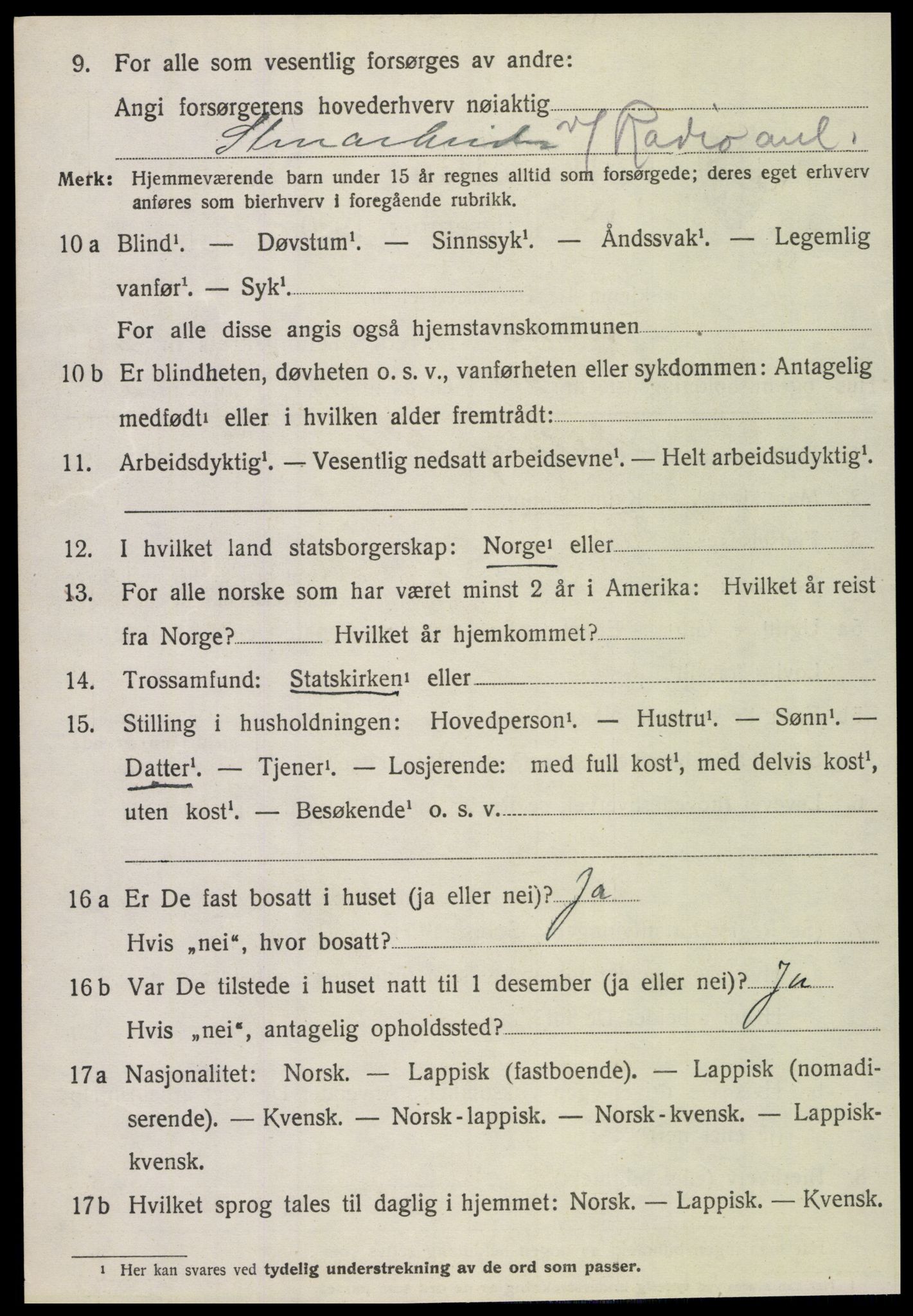 SAT, 1920 census for Fauske, 1920, p. 14163