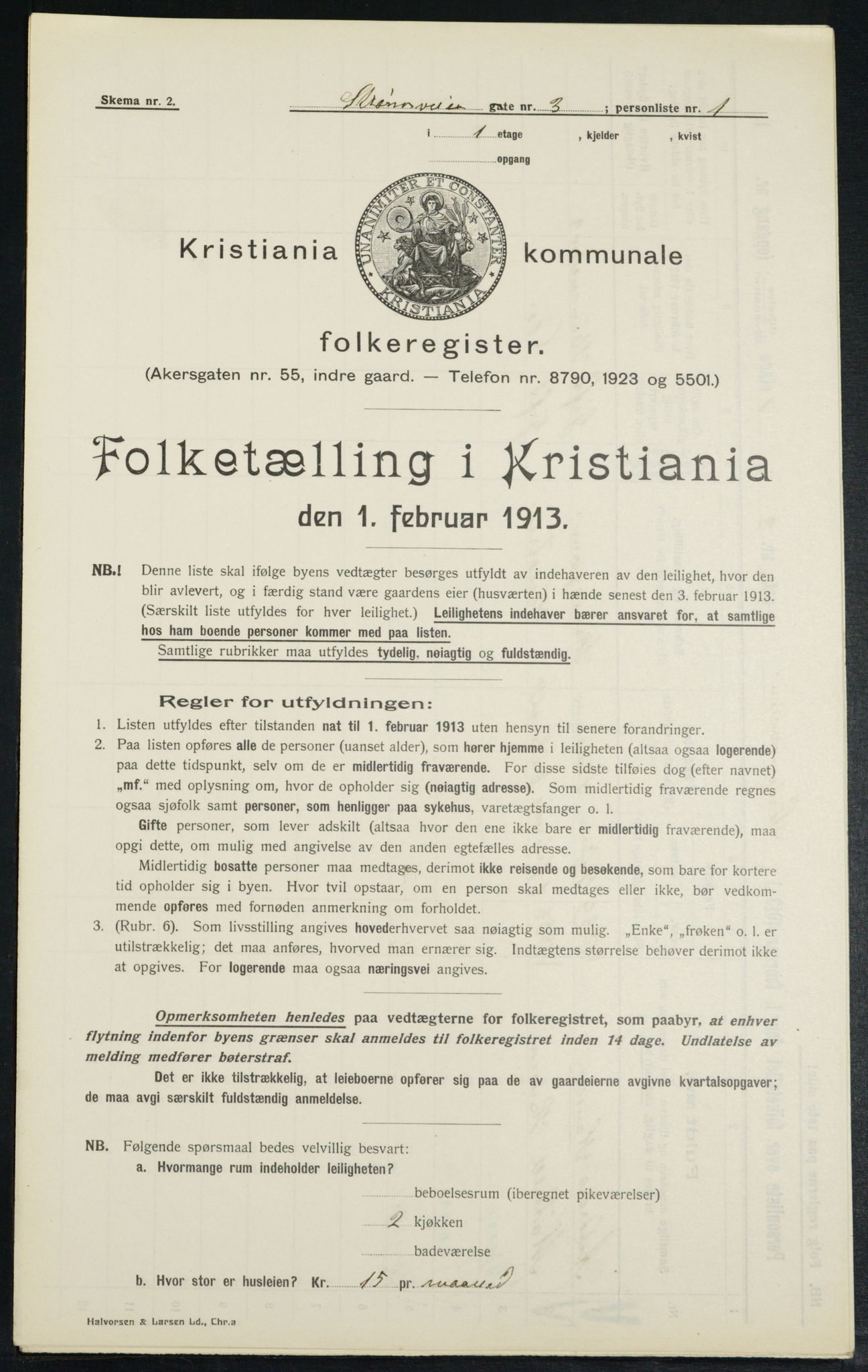 OBA, Municipal Census 1913 for Kristiania, 1913, p. 104056