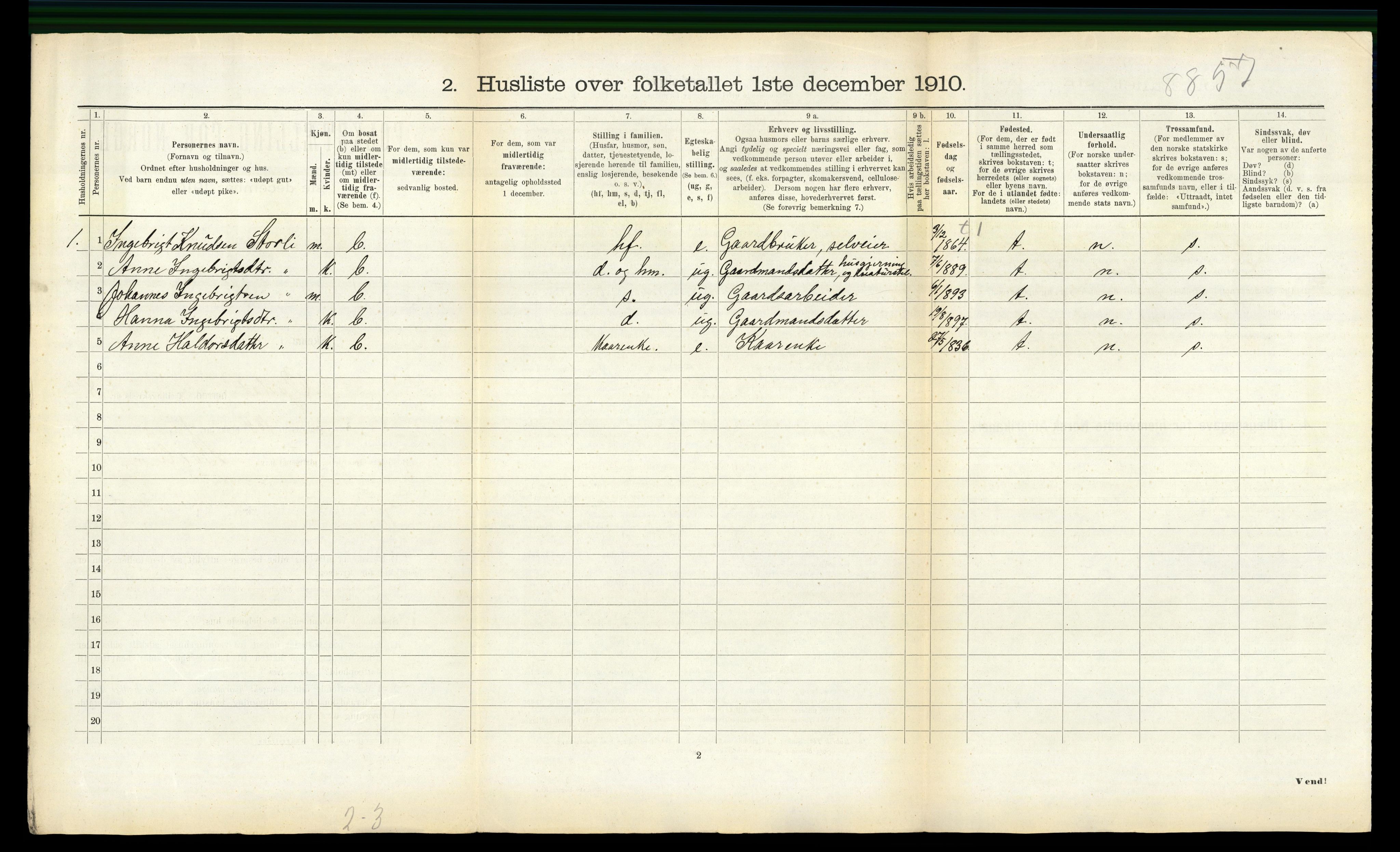 RA, 1910 census for Oppdal, 1910, p. 850