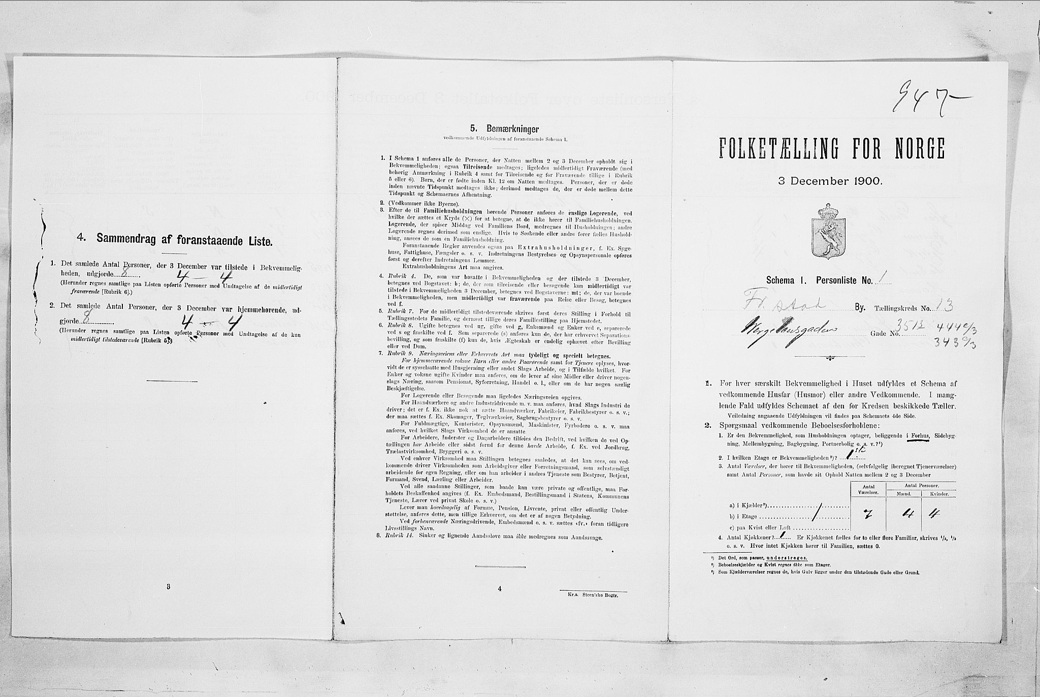 SAO, 1900 census for Fredrikstad, 1900