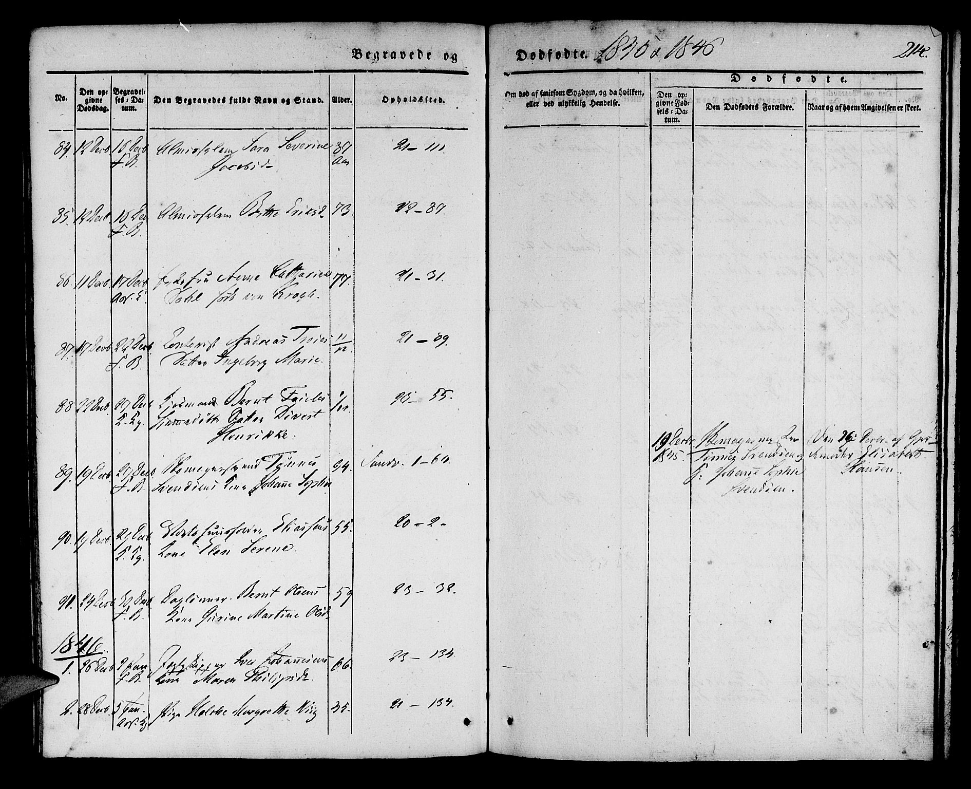 Korskirken sokneprestembete, AV/SAB-A-76101/H/Haa/L0043: Parish register (official) no. E 1, 1834-1848, p. 214