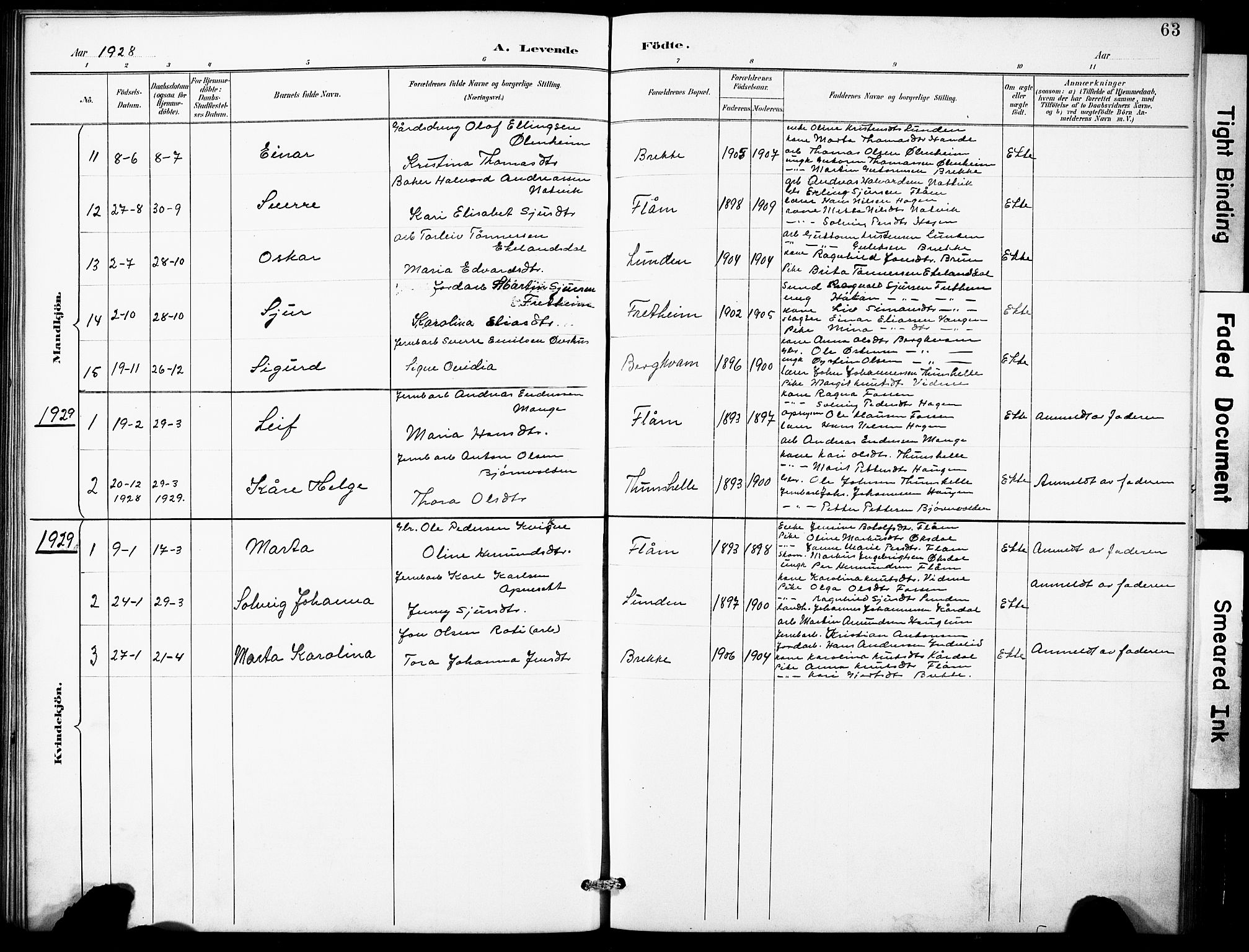 Aurland sokneprestembete, SAB/A-99937/H/Hb/Hbb/L0002: Parish register (copy) no. B 2, 1887-1929, p. 63