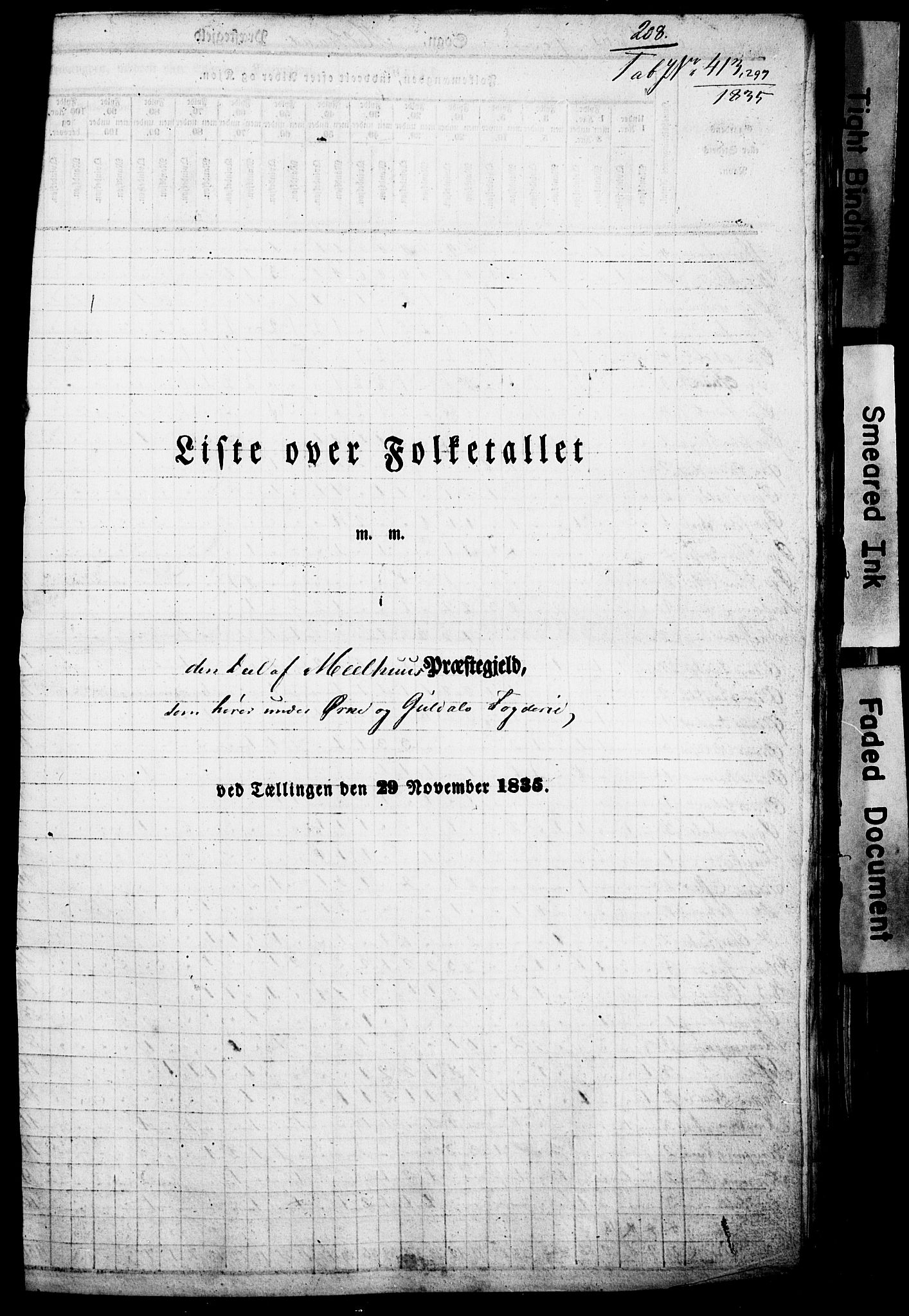 , Census 1835 for Melhus, 1835, p. 1