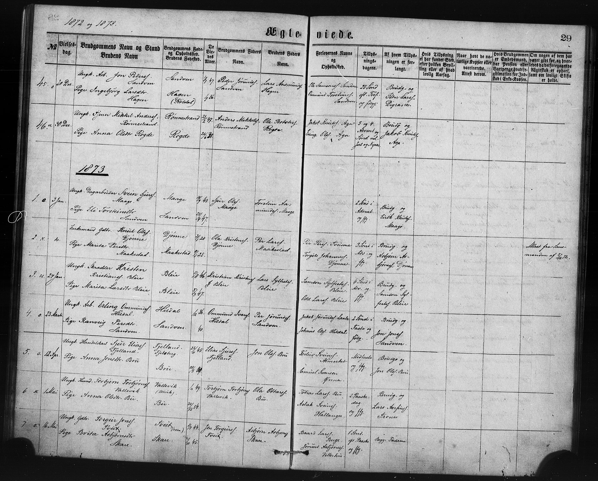 Ullensvang sokneprestembete, SAB/A-78701/H/Haa: Parish register (official) no. A 14, 1867-1882, p. 29