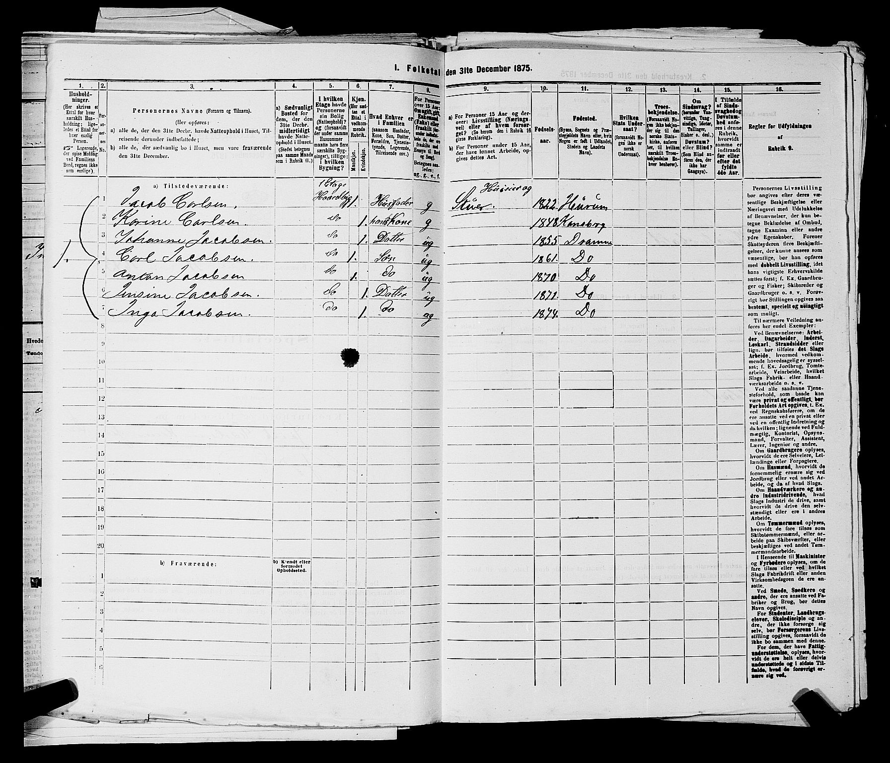 SAKO, 1875 census for 0602 Drammen, 1875, p. 1131