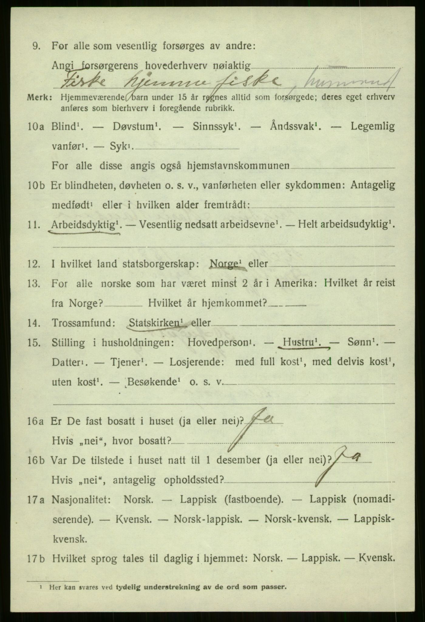 SATØ, 1920 census for Berg, 1920, p. 1534