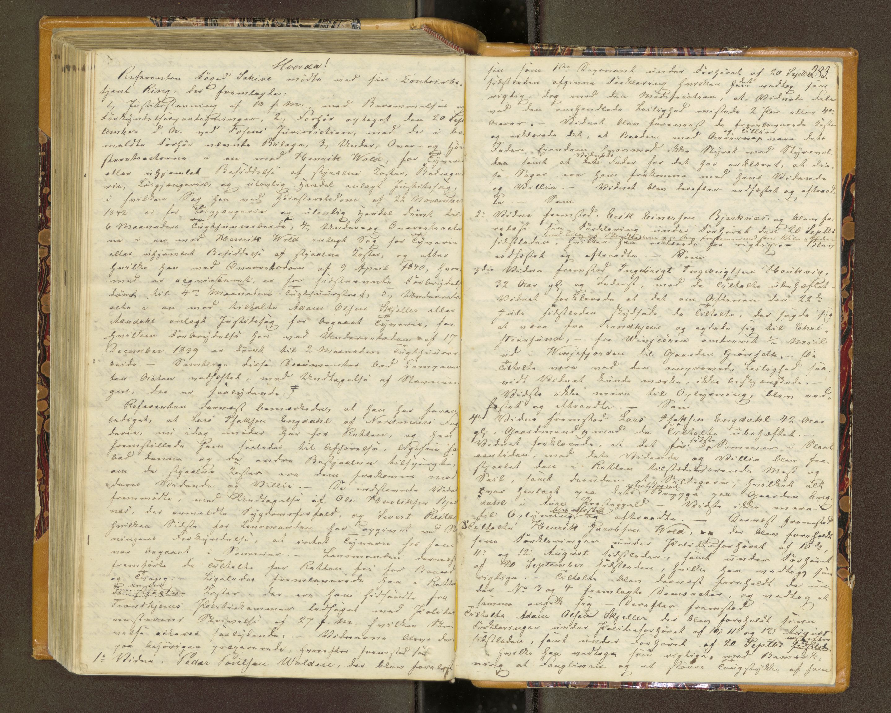Fosen sorenskriveri, AV/SAT-A-1107/1/1/1B/L0006: Ekstrarettsprotokoll, 1838-1844, p. 282b-283a