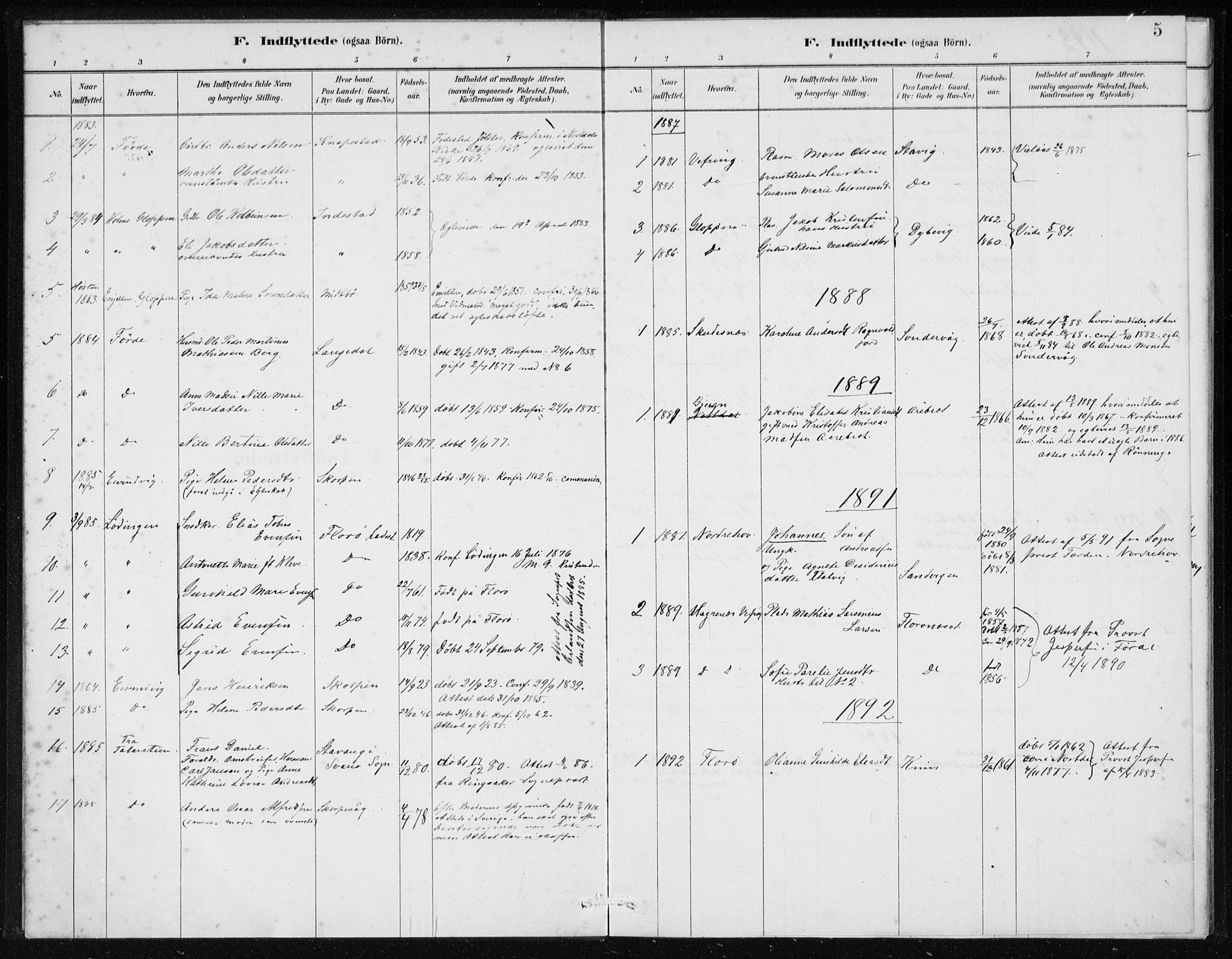 Kinn sokneprestembete, SAB/A-80801/H/Haa/Haad/L0007: Parish register (official) no. D 7, 1883-1922, p. 5