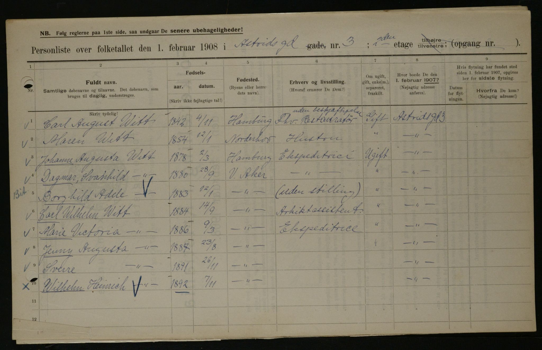 OBA, Municipal Census 1908 for Kristiania, 1908, p. 15873