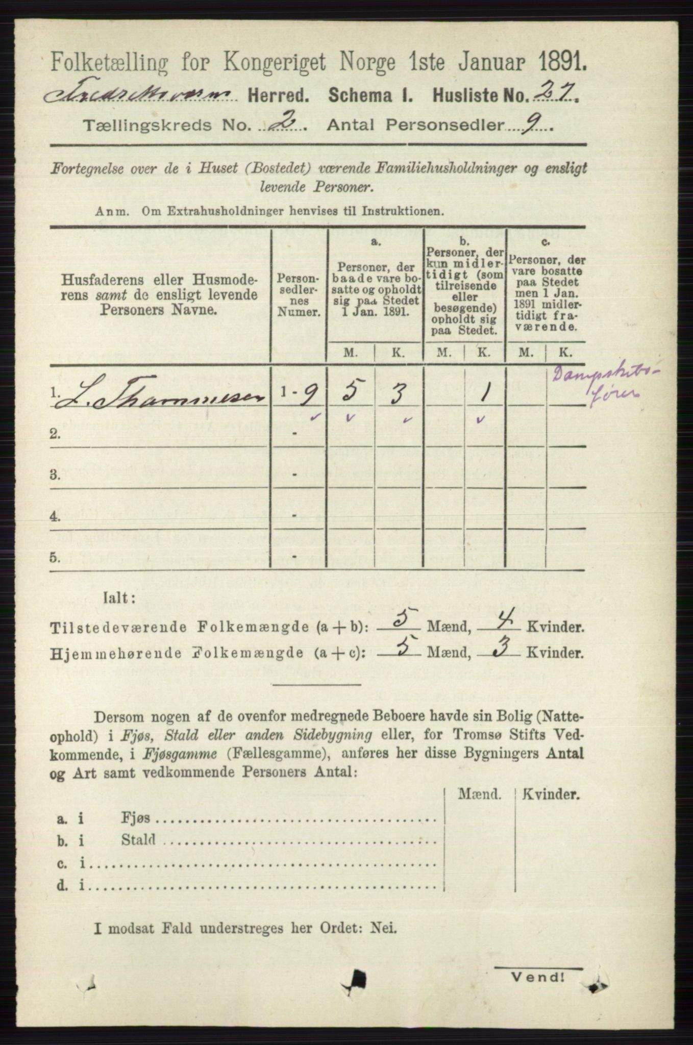 RA, 1891 census for 0798 Fredriksvern, 1891, p. 243