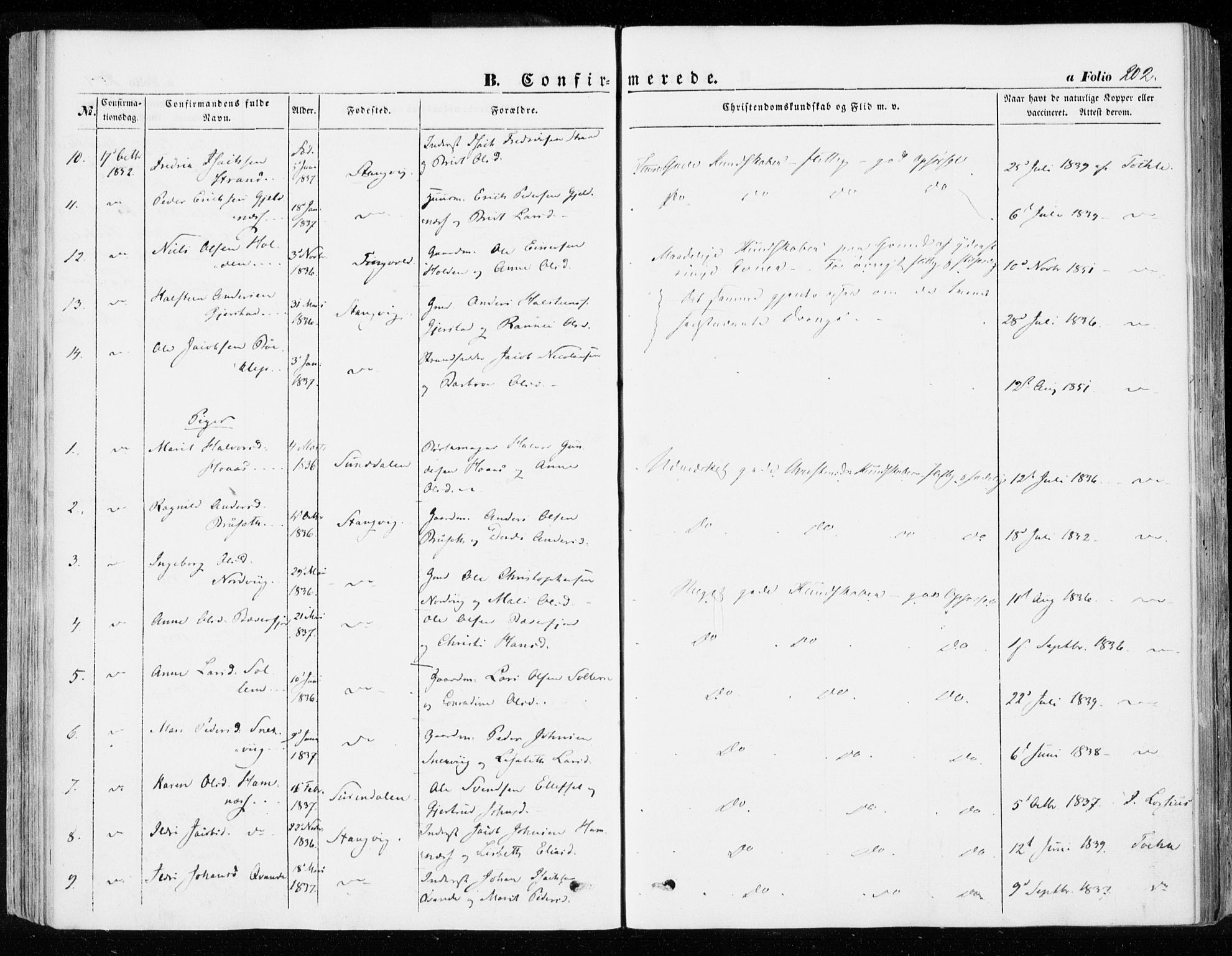 Ministerialprotokoller, klokkerbøker og fødselsregistre - Møre og Romsdal, SAT/A-1454/592/L1026: Parish register (official) no. 592A04, 1849-1867, p. 202