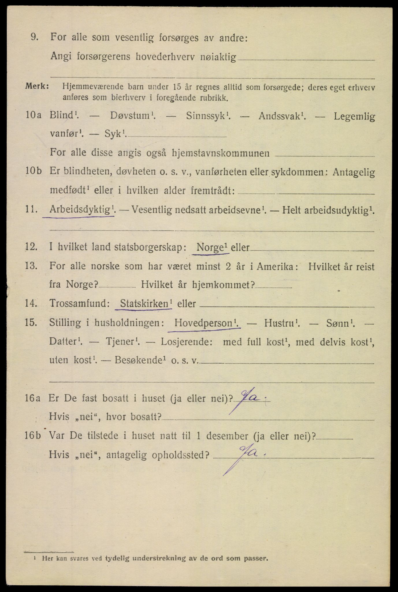 SAK, 1920 census for Arendal, 1920, p. 18119