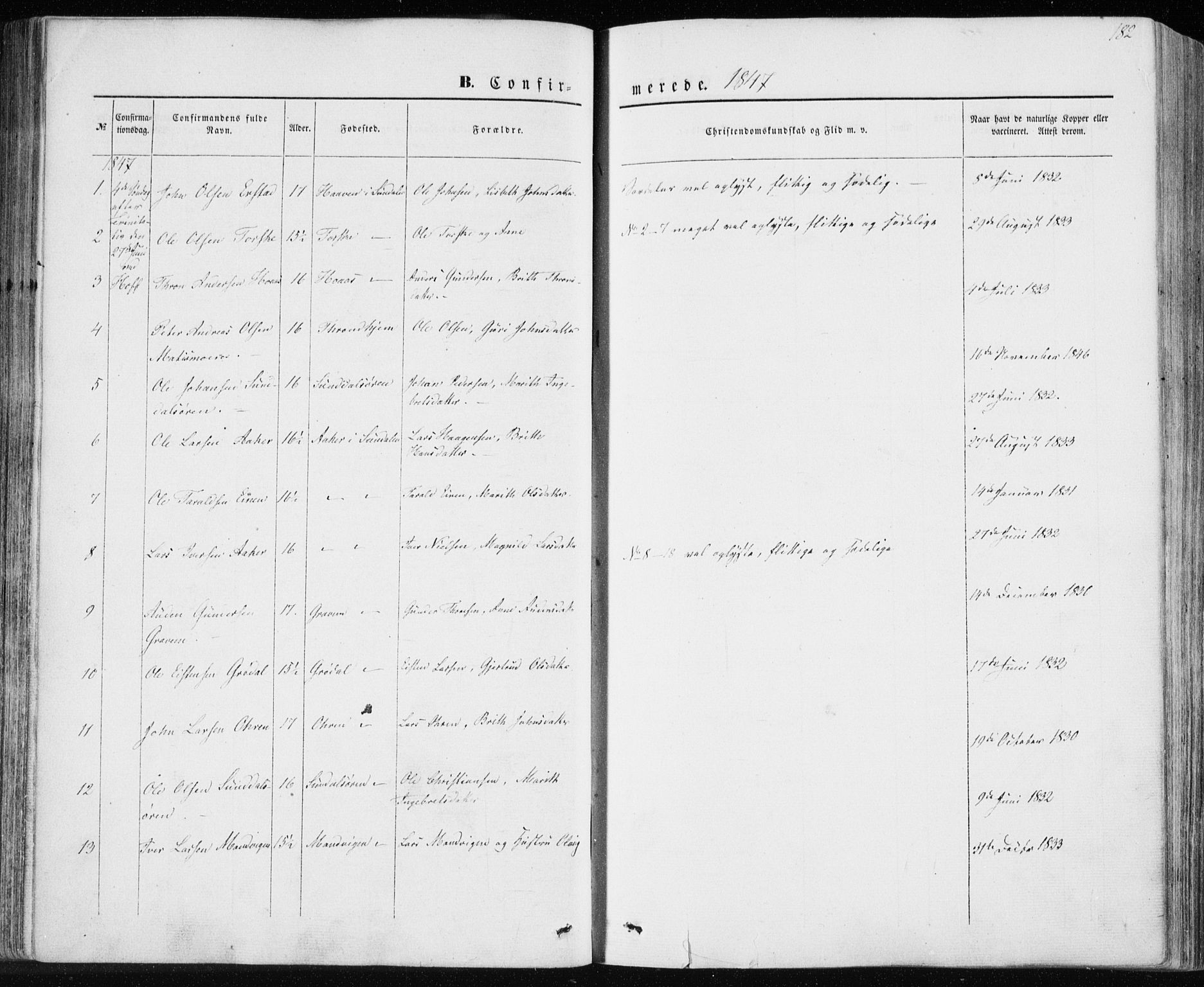 Ministerialprotokoller, klokkerbøker og fødselsregistre - Møre og Romsdal, SAT/A-1454/590/L1013: Parish register (official) no. 590A05, 1847-1877, p. 182