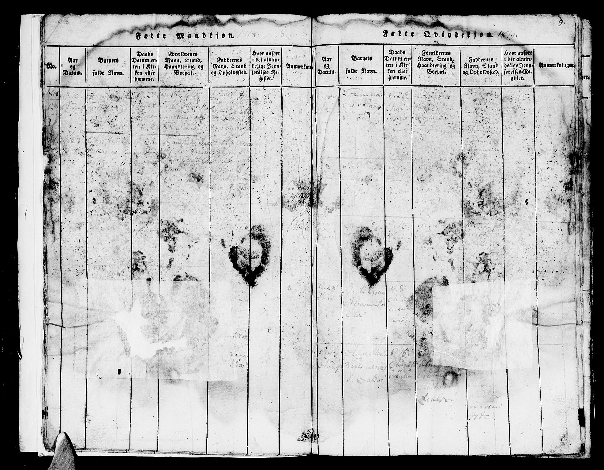 Lyngdal sokneprestkontor, AV/SAK-1111-0029/F/Fb/Fba/L0001: Parish register (copy) no. B 1, 1816-1876, p. 9