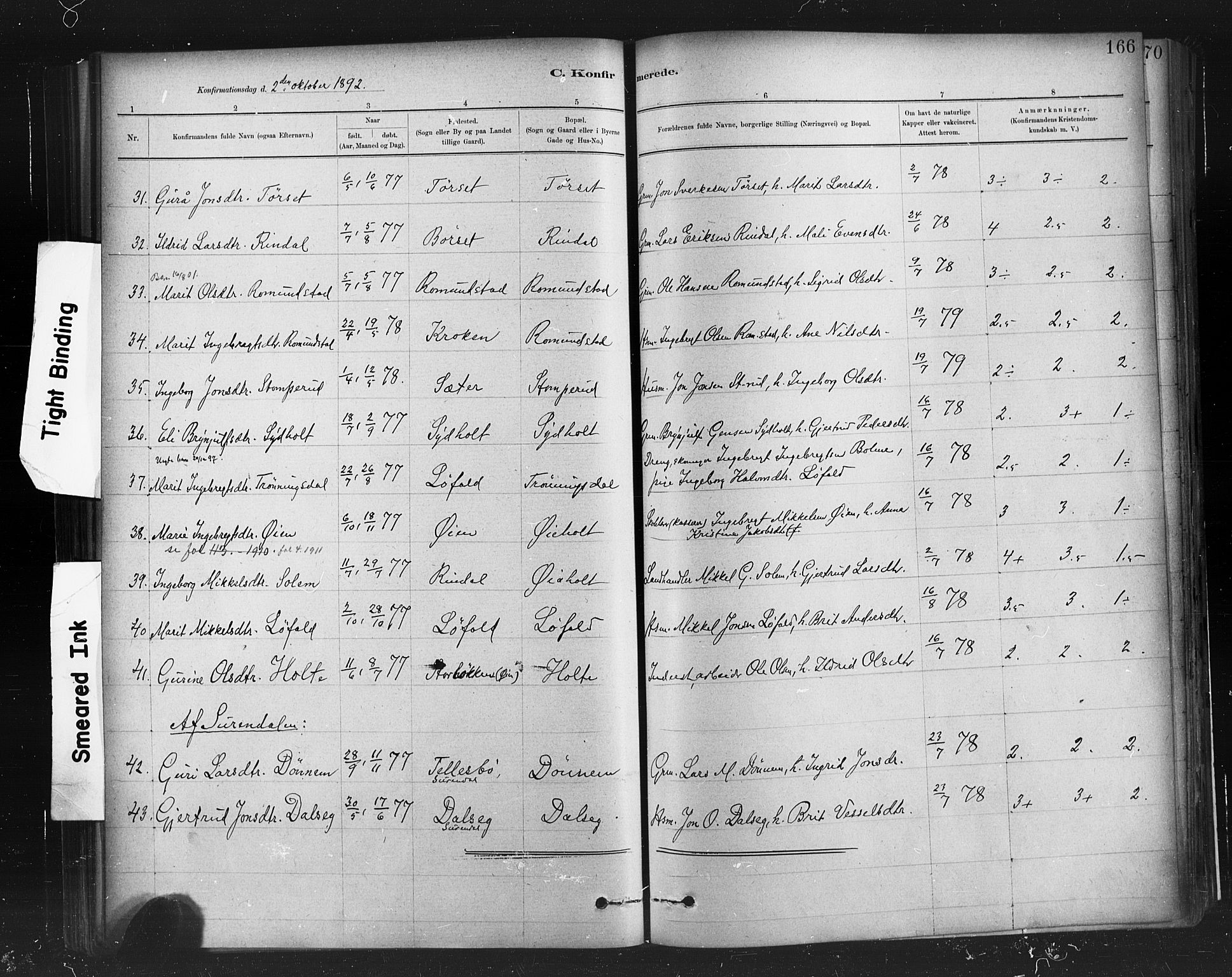 Ministerialprotokoller, klokkerbøker og fødselsregistre - Møre og Romsdal, AV/SAT-A-1454/598/L1069: Parish register (official) no. 598A03, 1882-1895, p. 166