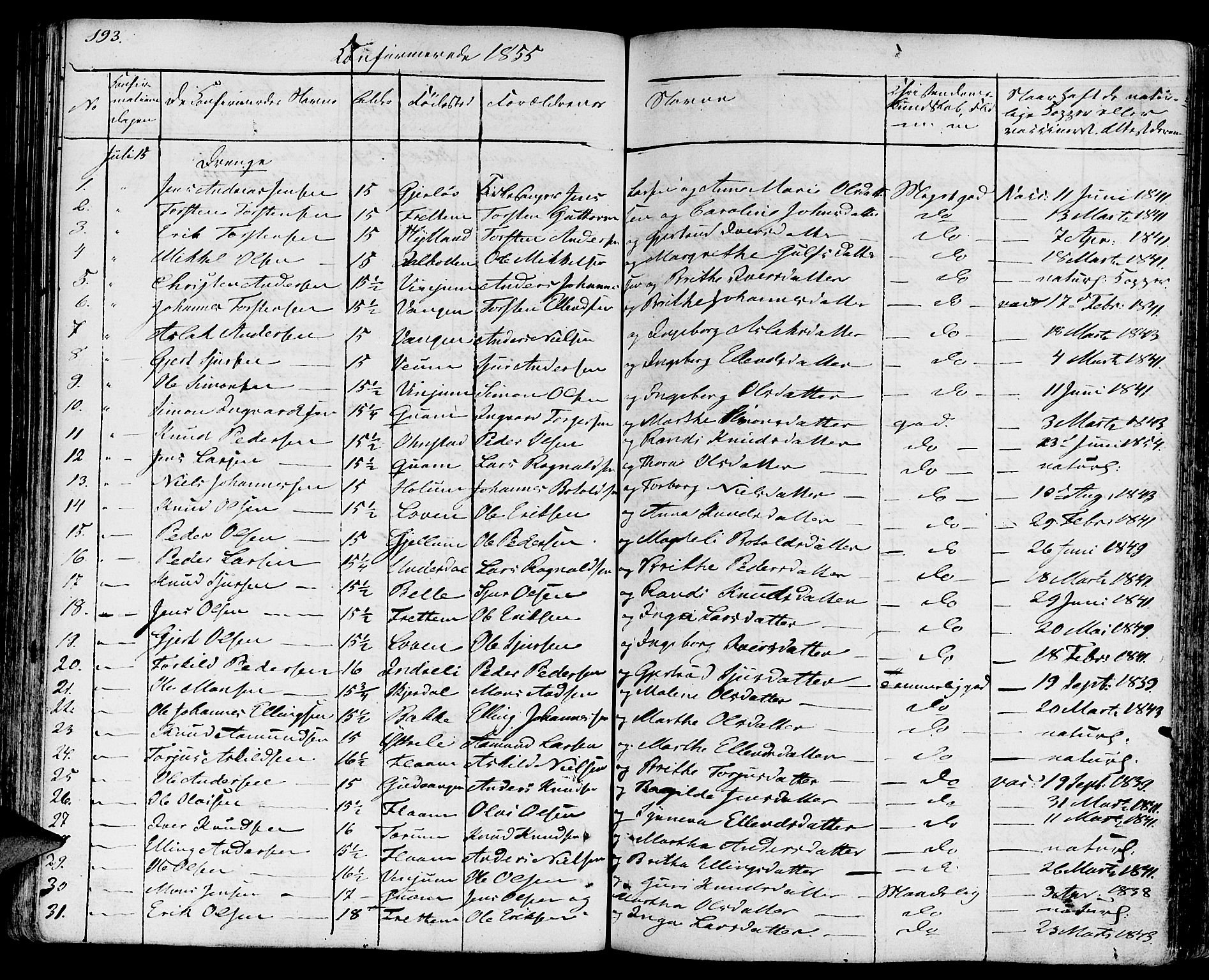 Aurland sokneprestembete, SAB/A-99937/H/Ha/Haa/L0006: Parish register (official) no. A 6, 1821-1859, p. 193
