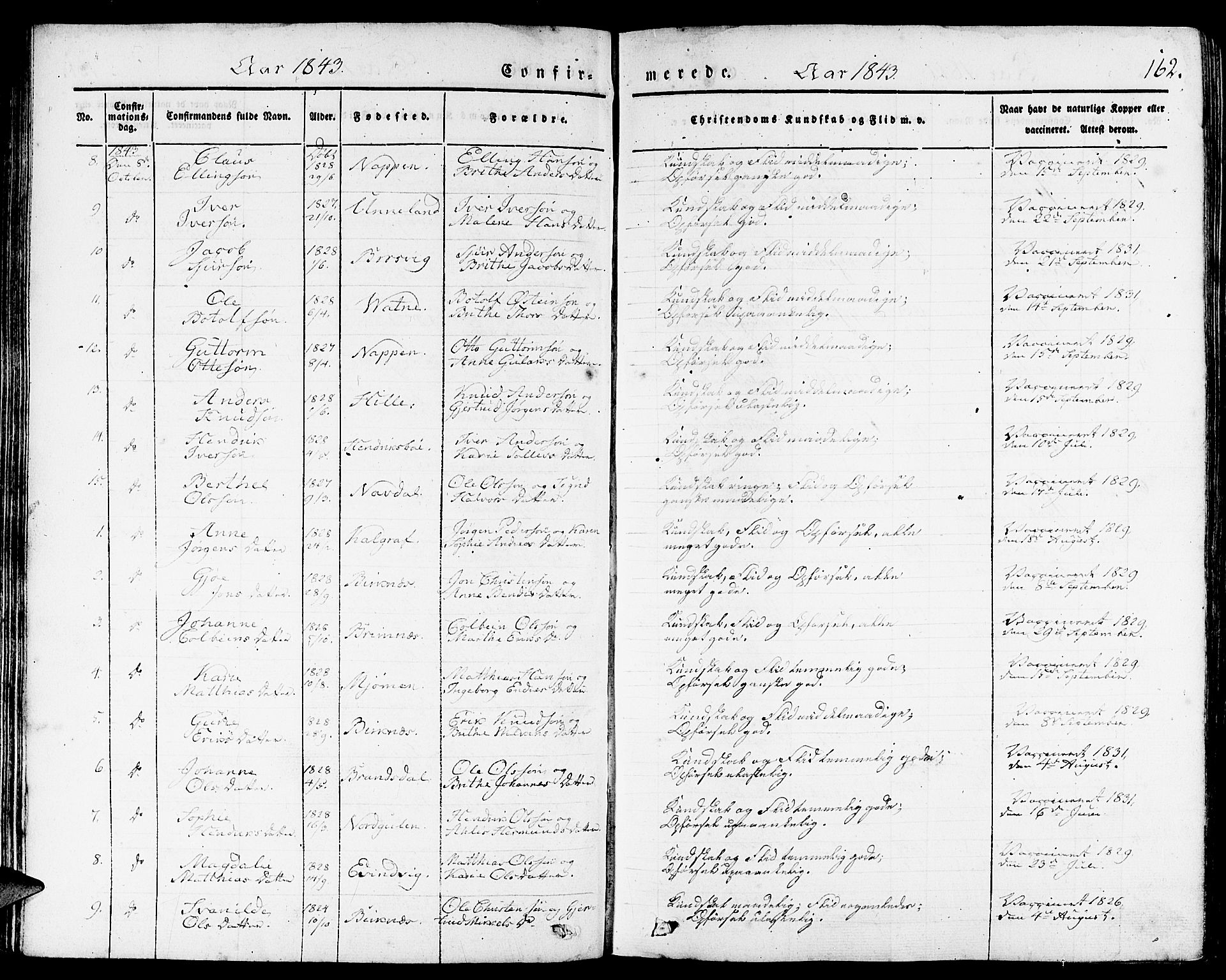 Gulen sokneprestembete, AV/SAB-A-80201/H/Haa/Haaa/L0020: Parish register (official) no. A 20, 1837-1847, p. 162