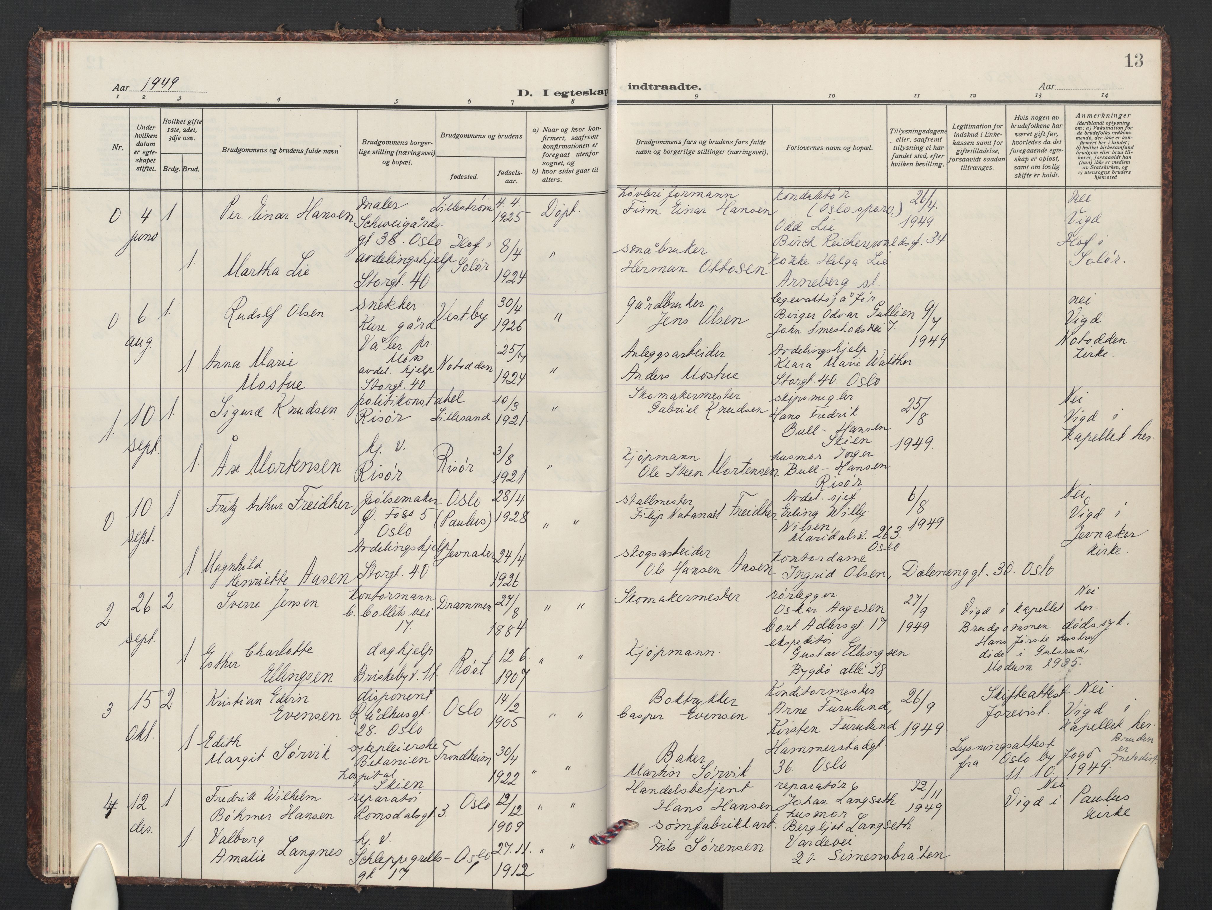 Krohgstøtten sykehusprest Kirkebøker, AV/SAO-A-10854/F/Fa/L0008: Parish register (official) no. 8, 1933-1970, p. 13