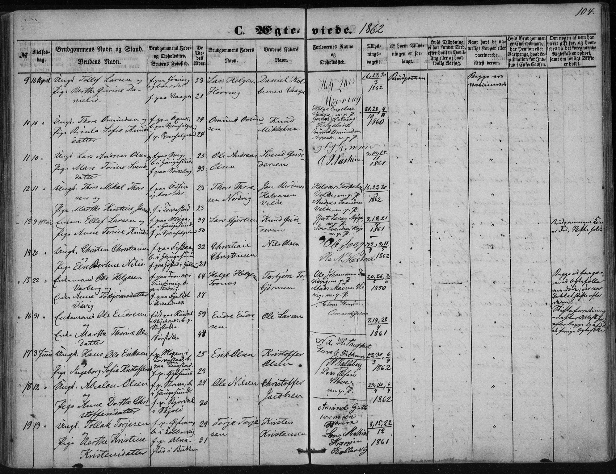 Avaldsnes sokneprestkontor, AV/SAST-A -101851/H/Ha/Haa/L0009: Parish register (official) no. A 9, 1853-1865, p. 104