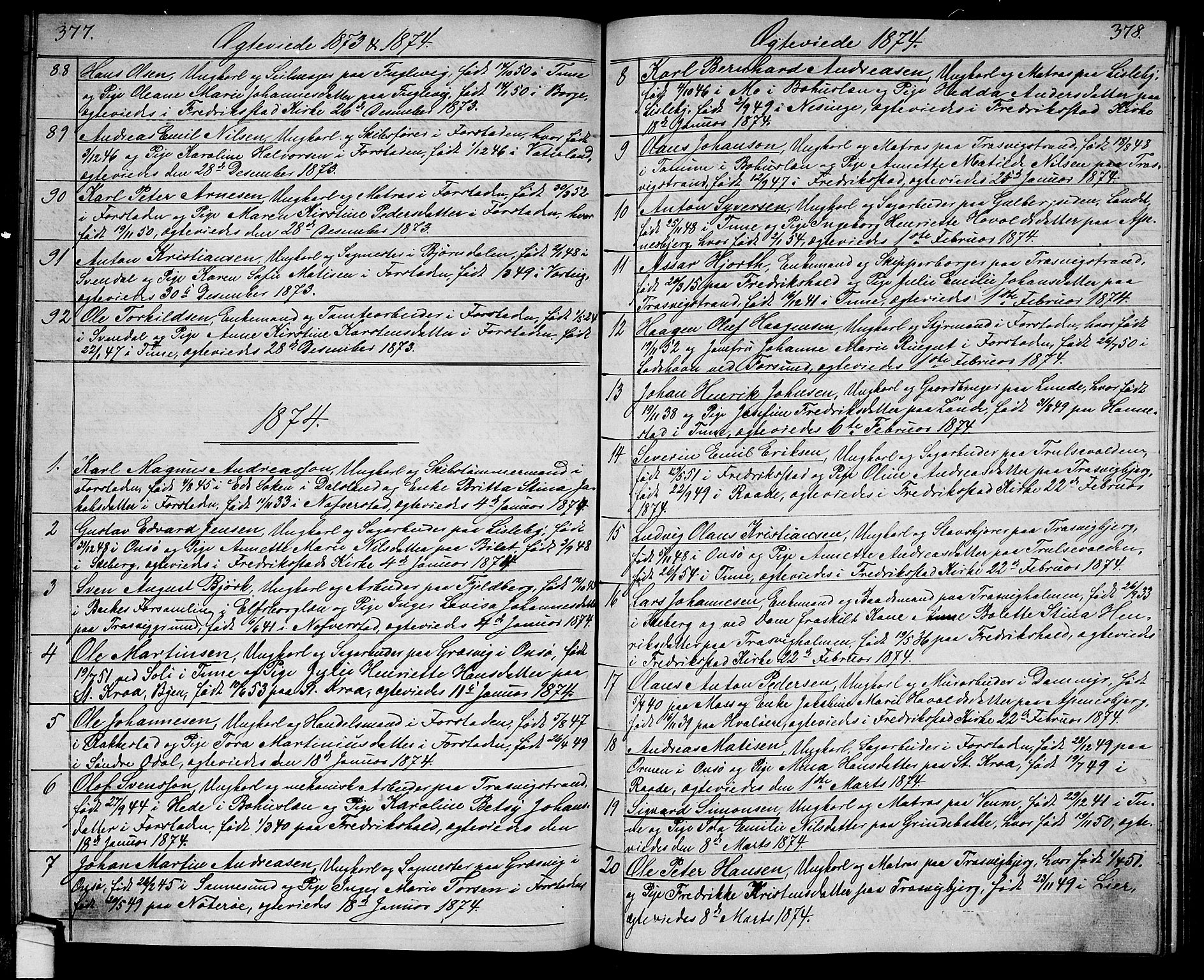 Glemmen prestekontor Kirkebøker, SAO/A-10908/G/Ga/L0004: Parish register (copy) no. 4, 1867-1875, p. 377-378
