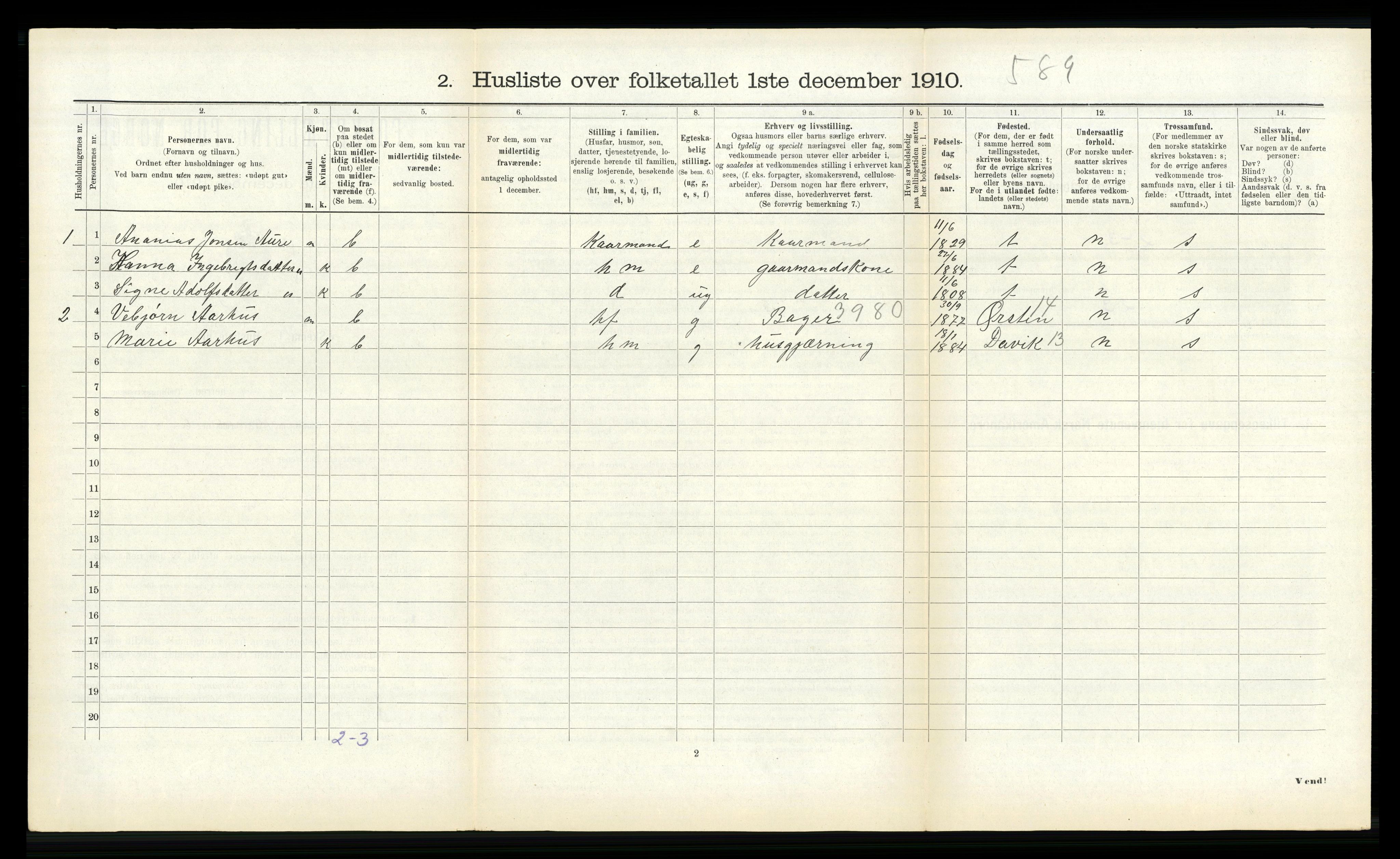 RA, 1910 census for Sykkylven, 1910, p. 274