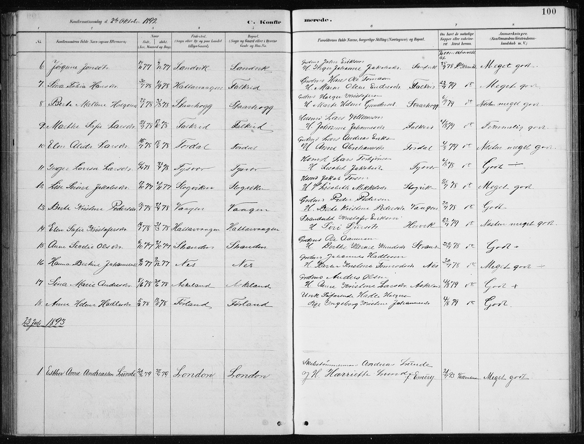 Tysvær sokneprestkontor, SAST/A -101864/H/Ha/Hab/L0004: Parish register (copy) no. B 4, 1883-1896, p. 100