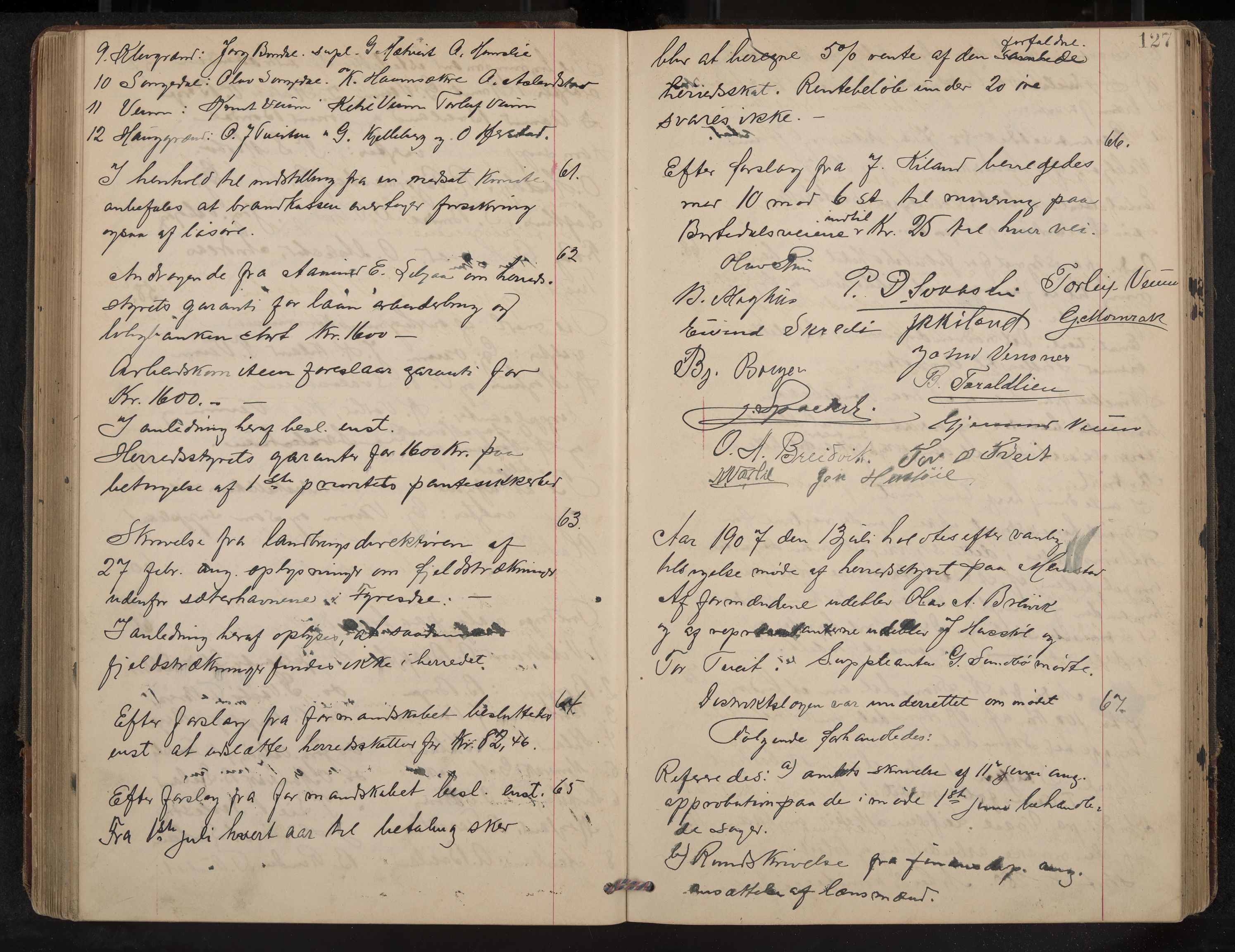 Fyresdal formannskap og sentraladministrasjon, IKAK/0831021-1/Aa/L0004: Møtebok, 1903-1911, p. 127