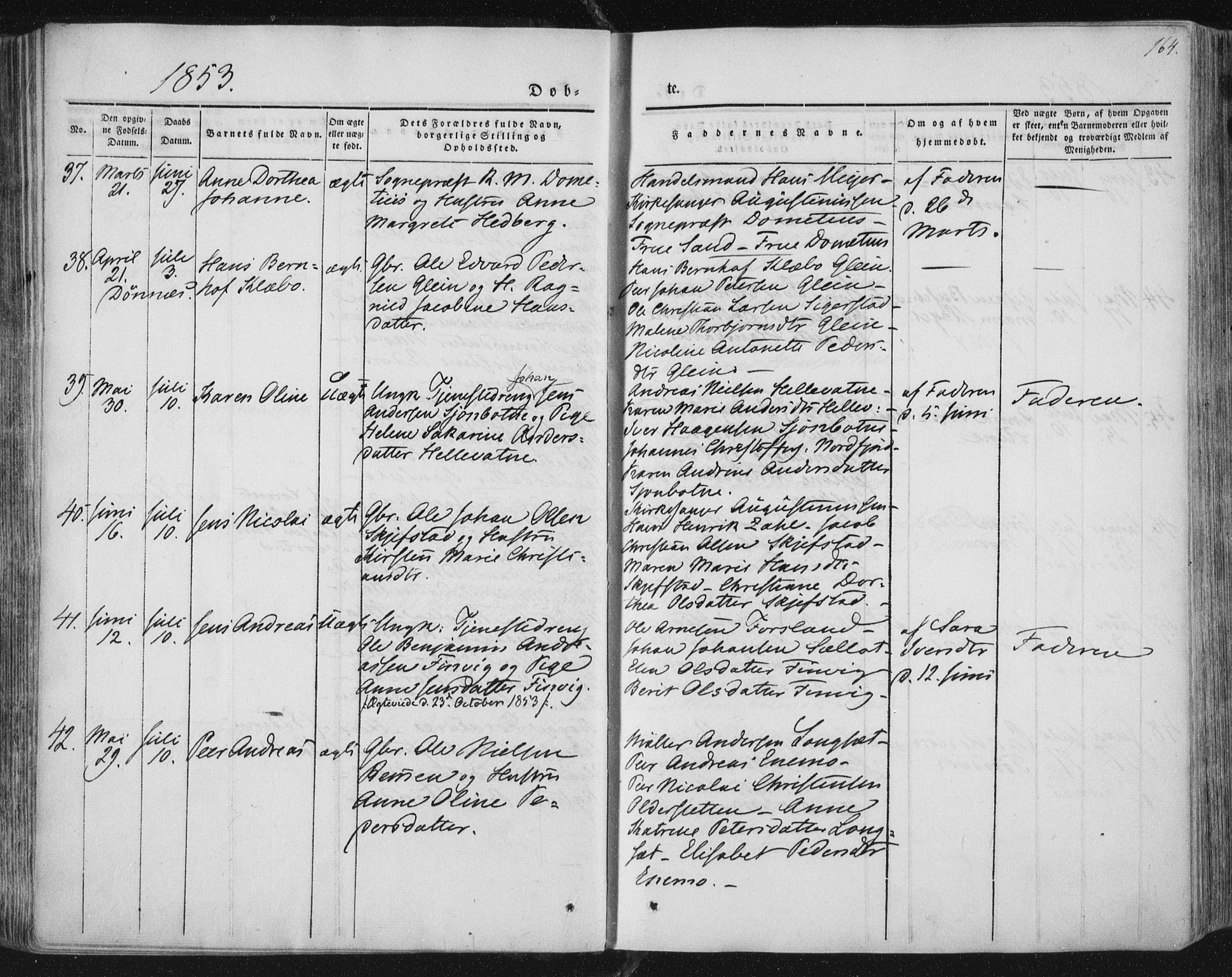 Ministerialprotokoller, klokkerbøker og fødselsregistre - Nordland, SAT/A-1459/838/L0549: Parish register (official) no. 838A07, 1840-1854, p. 164
