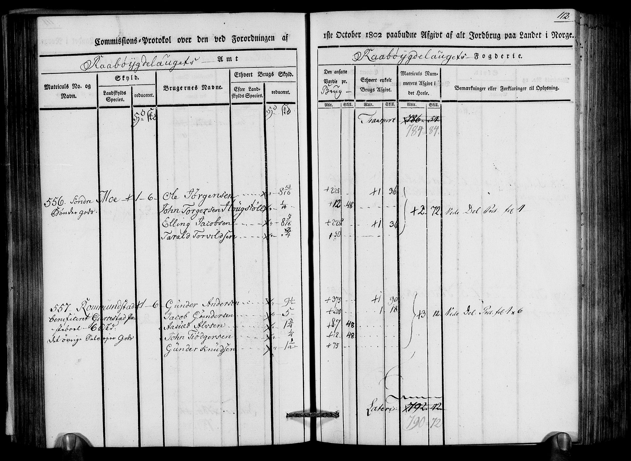 Rentekammeret inntil 1814, Realistisk ordnet avdeling, AV/RA-EA-4070/N/Ne/Nea/L0083: Råbyggelag fogderi. Kommisjonsprotokoll for Østre Råbyggelagets sorenskriveri, 1803, p. 114