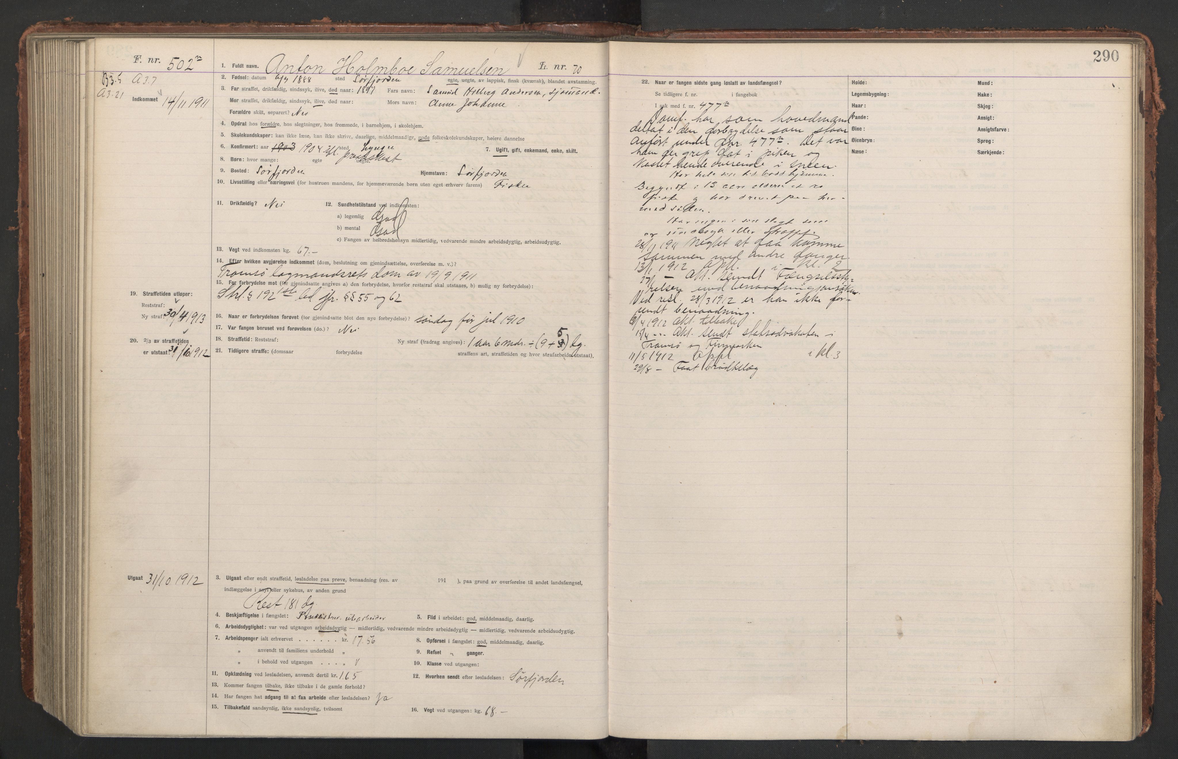 Botsfengslet, AV/RA-S-1539/D/Db/Dbb/L0044: 213n - 553n, 1910-1912, p. 290