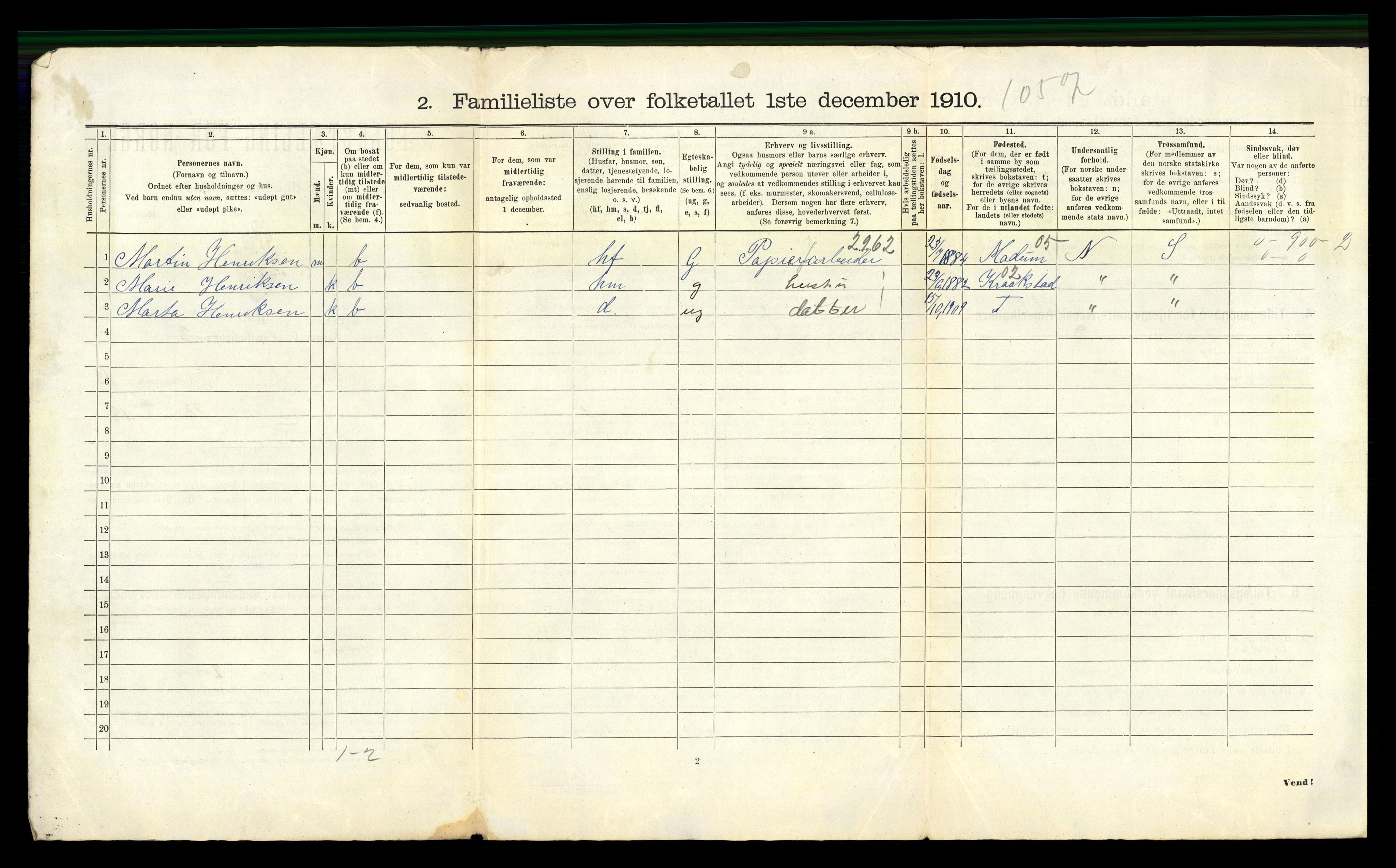 RA, 1910 census for Drammen, 1910, p. 9115