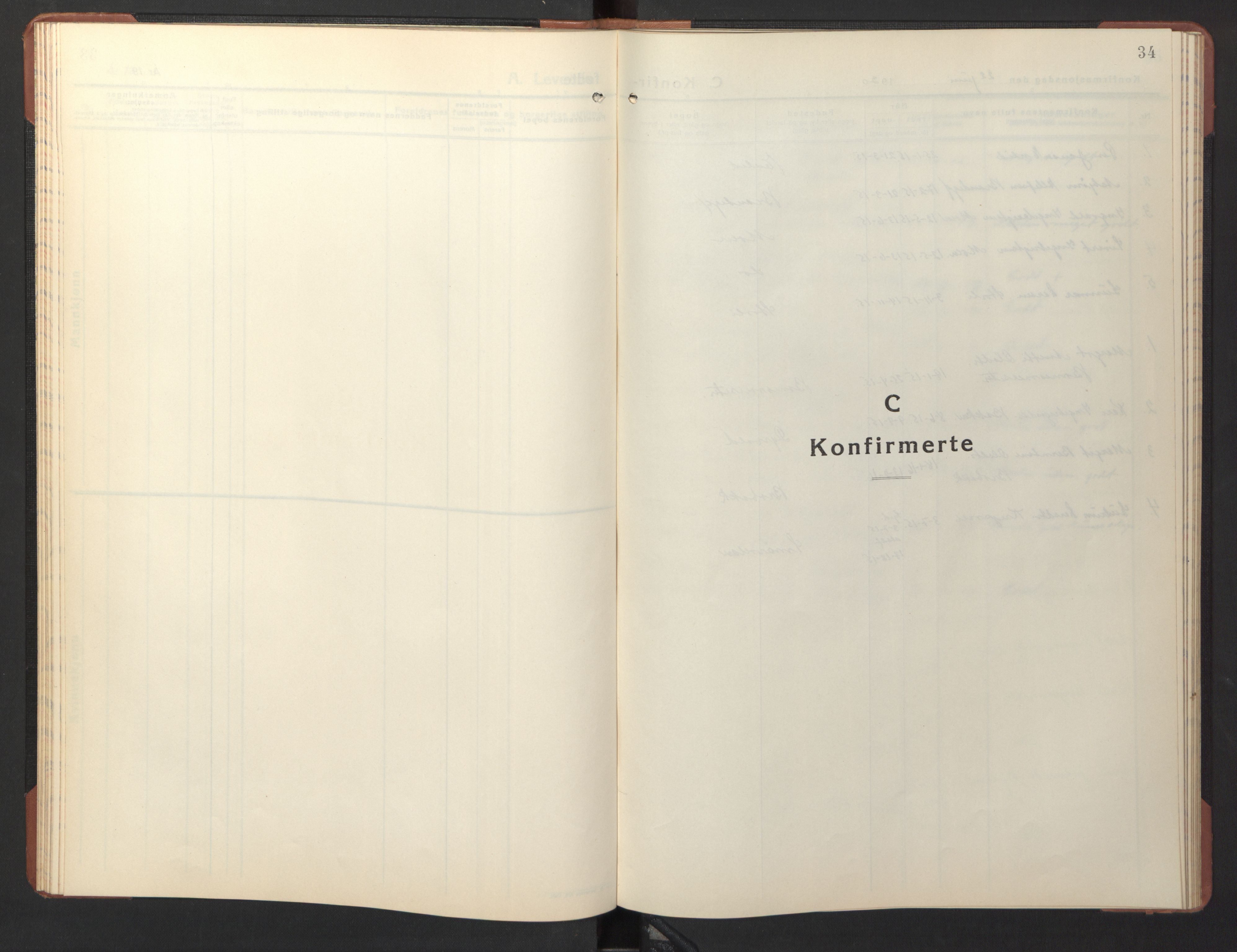 Ministerialprotokoller, klokkerbøker og fødselsregistre - Sør-Trøndelag, SAT/A-1456/690/L1053: Parish register (copy) no. 690C03, 1930-1947, p. 34