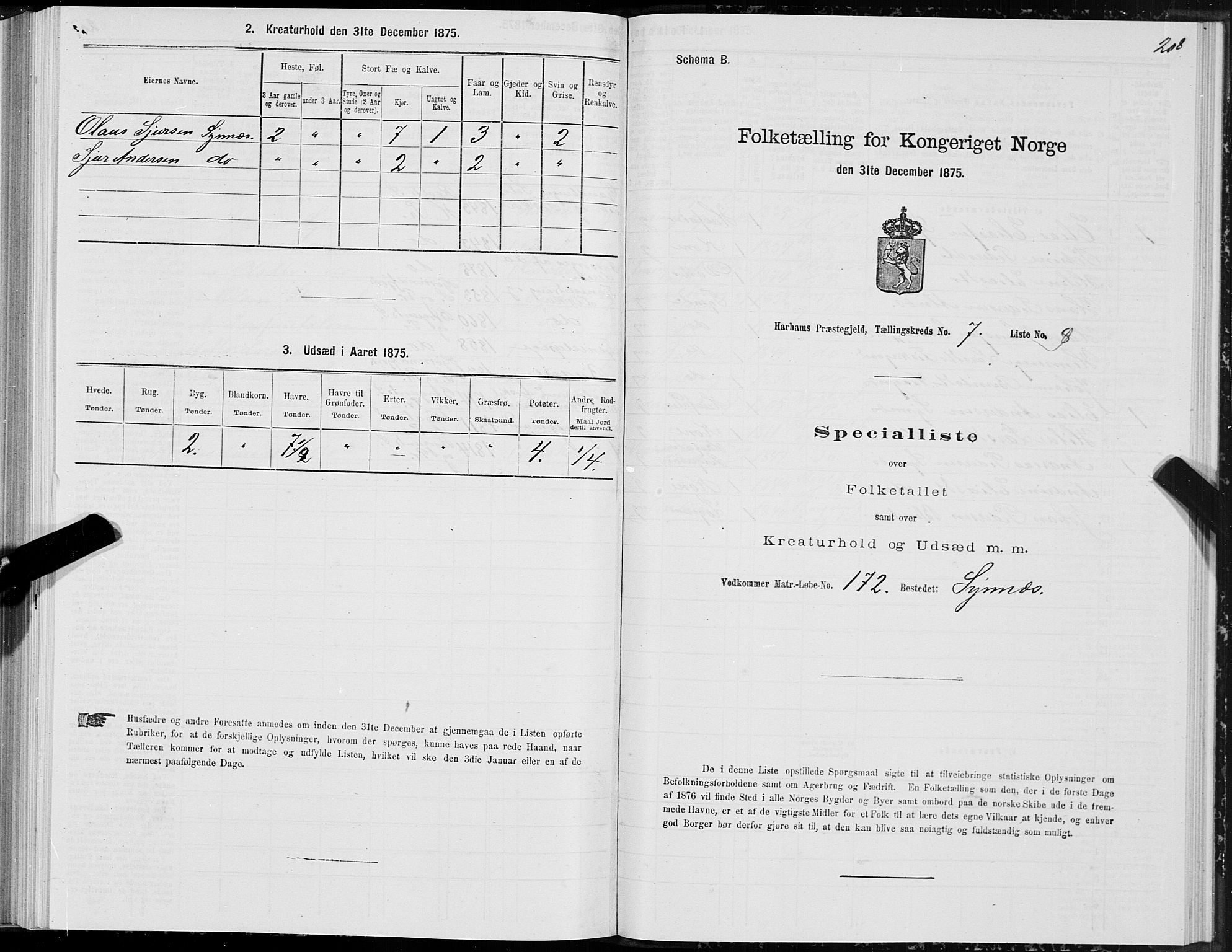 SAT, 1875 census for 1534P Haram, 1875, p. 3208