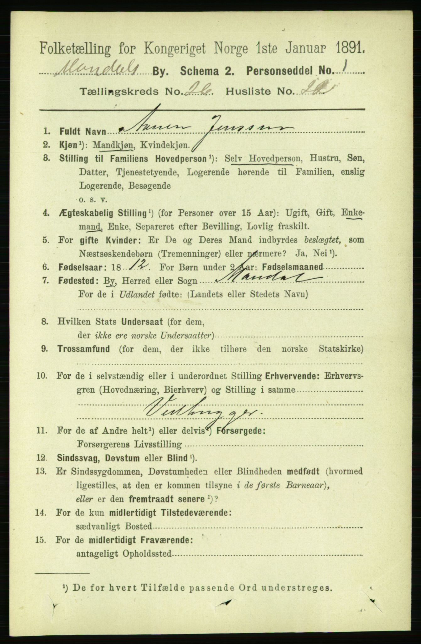 RA, 1891 census for 1002 Mandal, 1891, p. 4877