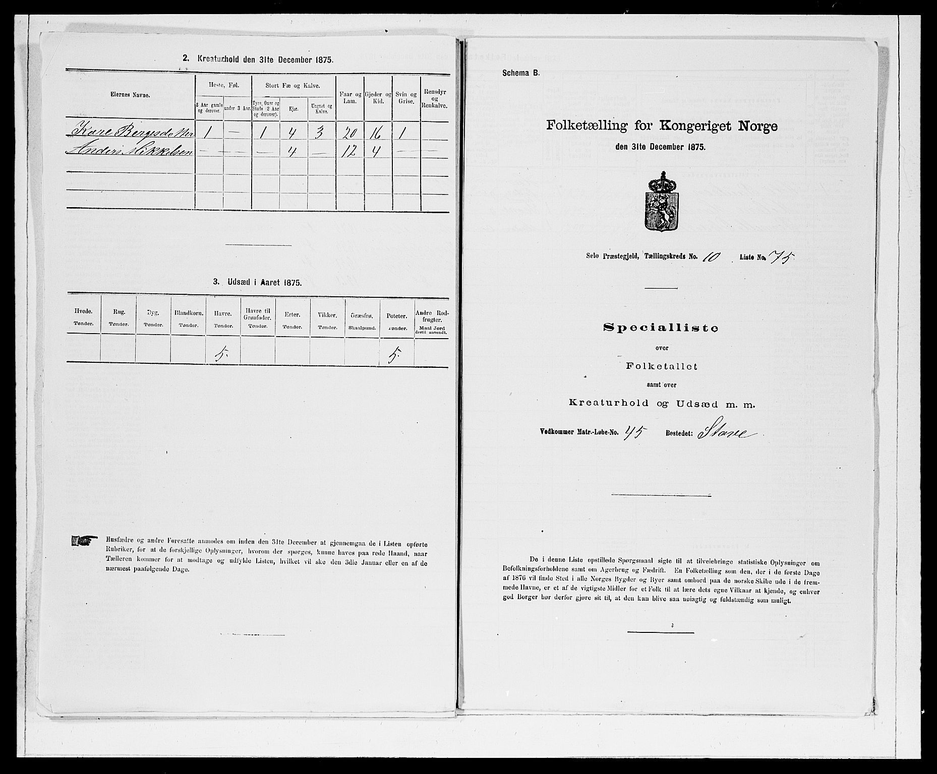 SAB, 1875 Census for 1441P Selje, 1875, p. 1370