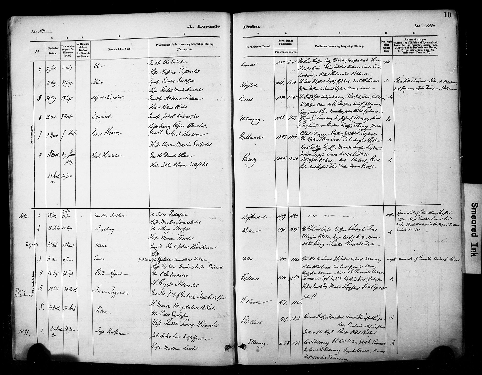 Hetland sokneprestkontor, AV/SAST-A-101826/30/30BA/L0010: Parish register (official) no. A 10, 1882-1925, p. 10