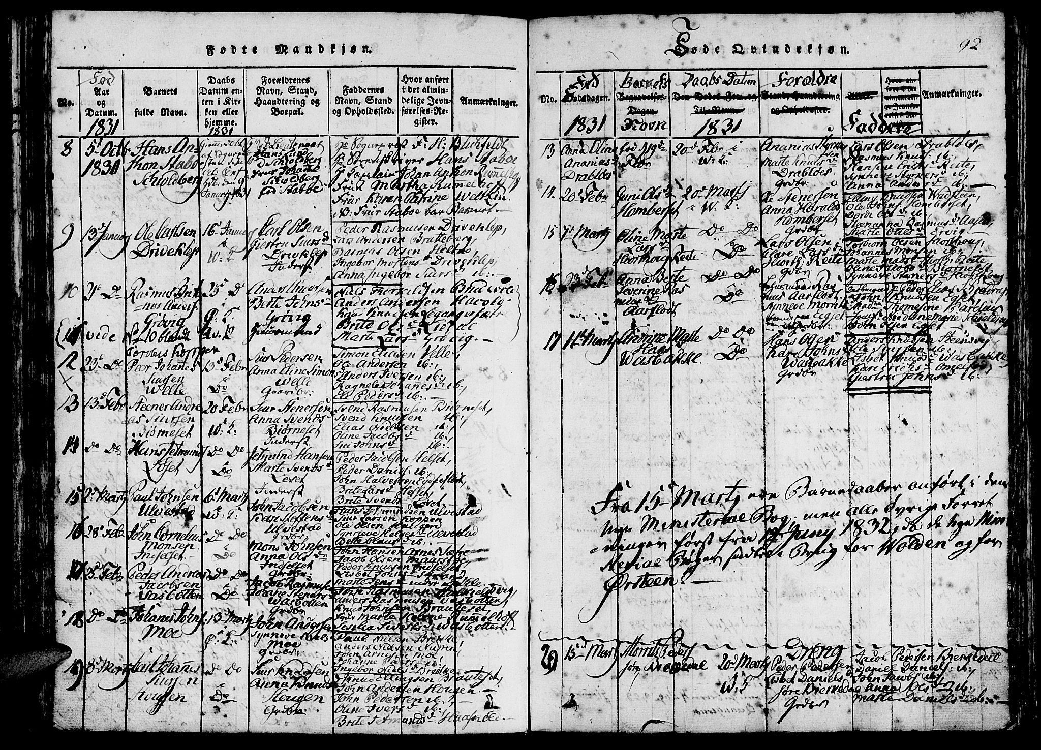 Ministerialprotokoller, klokkerbøker og fødselsregistre - Møre og Romsdal, AV/SAT-A-1454/511/L0138: Parish register (official) no. 511A05, 1817-1832, p. 92