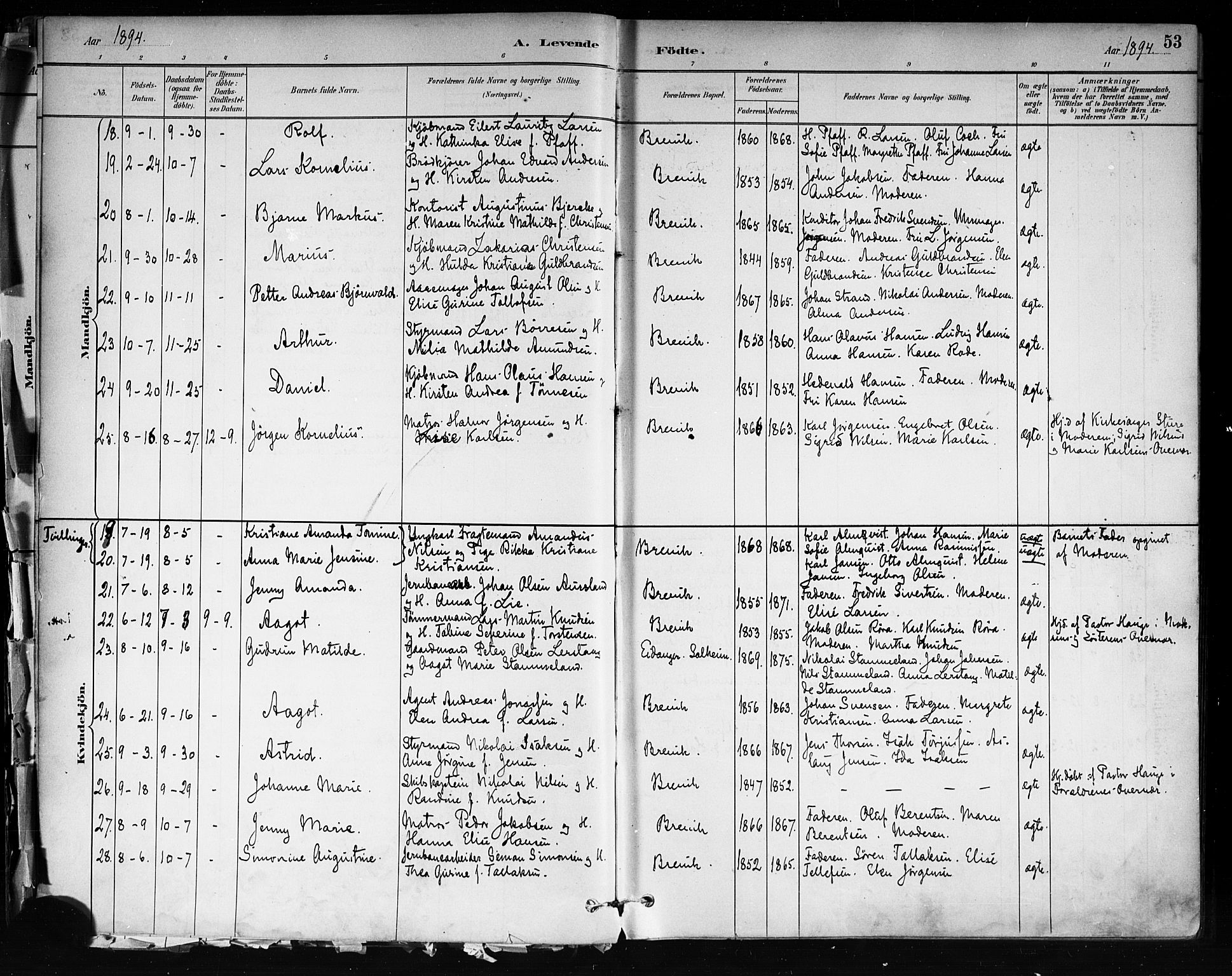 Brevik kirkebøker, AV/SAKO-A-255/F/Fa/L0007: Parish register (official) no. 7, 1882-1900, p. 53